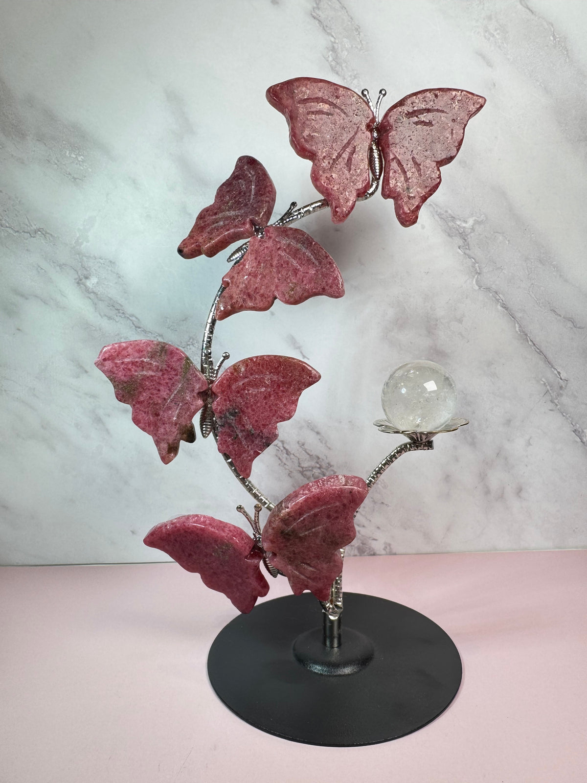Rhodonite Butterfly Sphere Stand