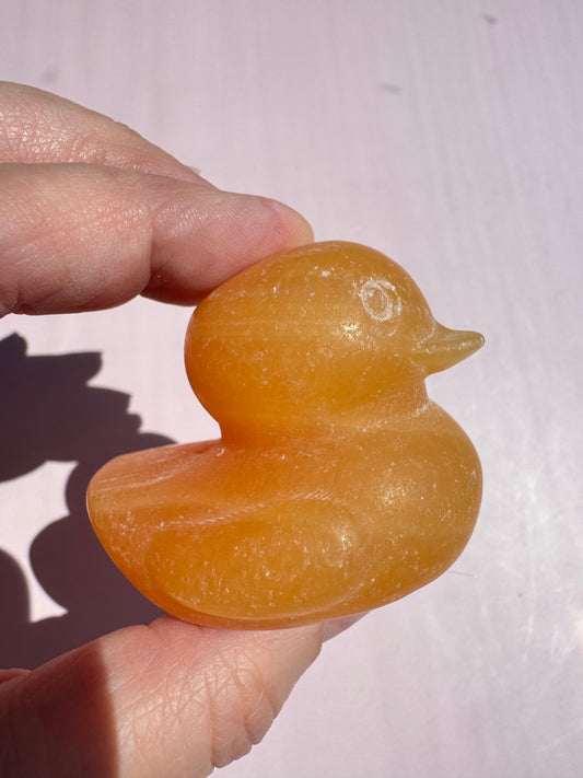 Orange Calcite Duck Carving - Item H
