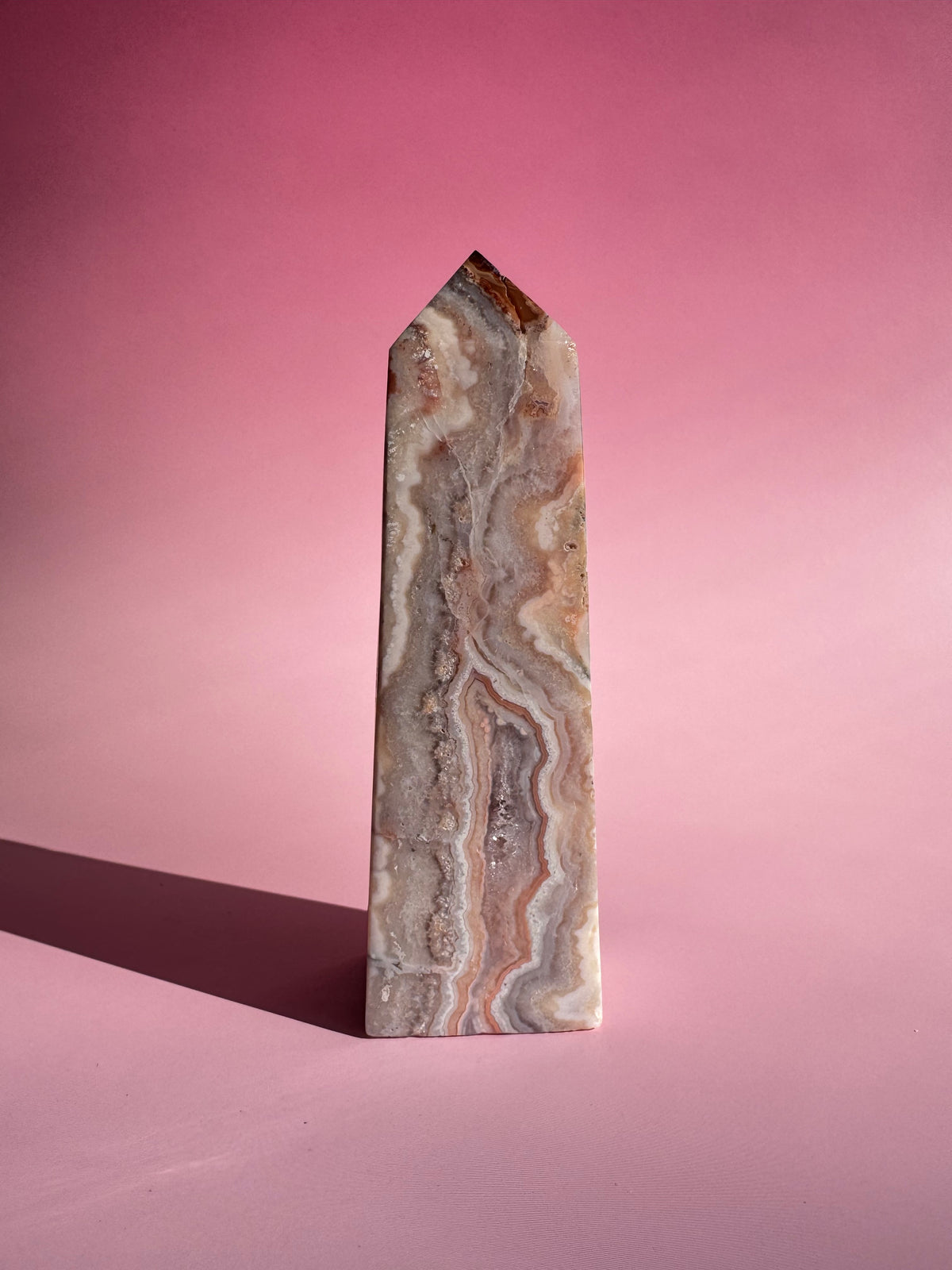 Pastel Pink Crazy Lace Agate Tower - ITEM A
