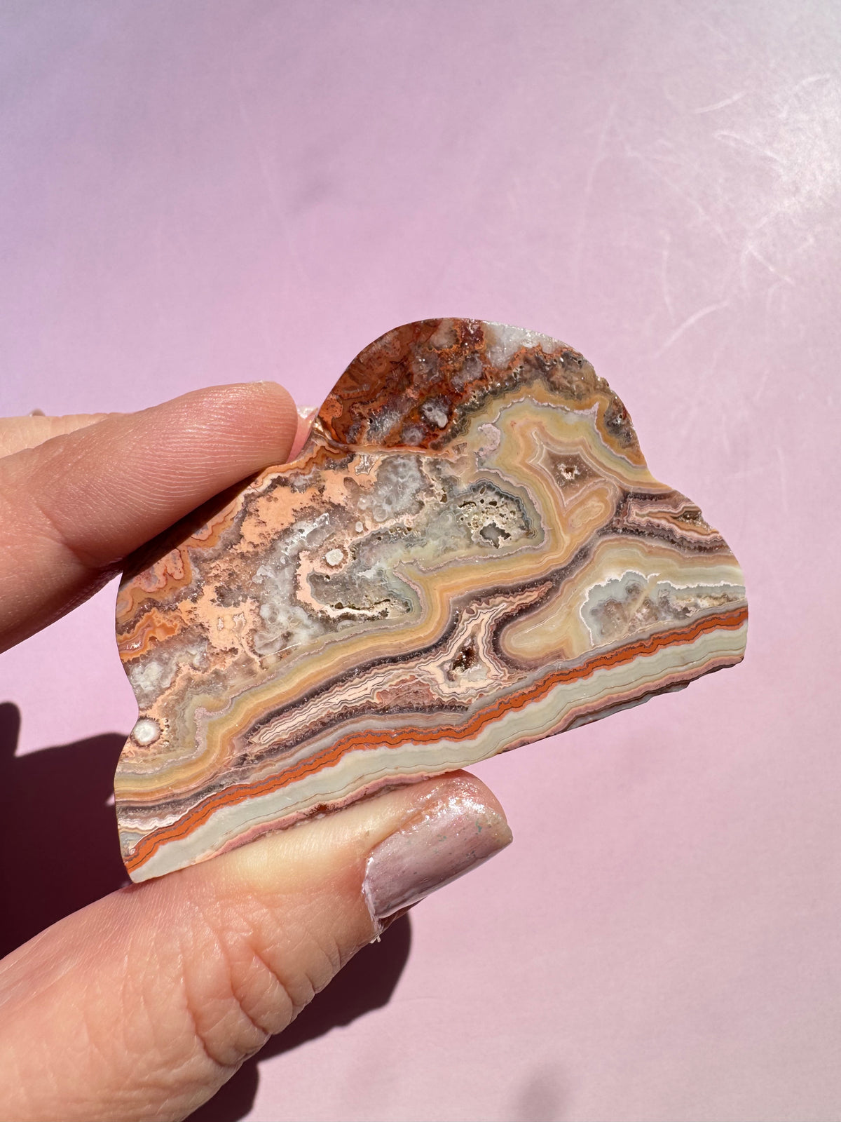 Pink Crazy Lace Agate Cloud Carving - ITEM A