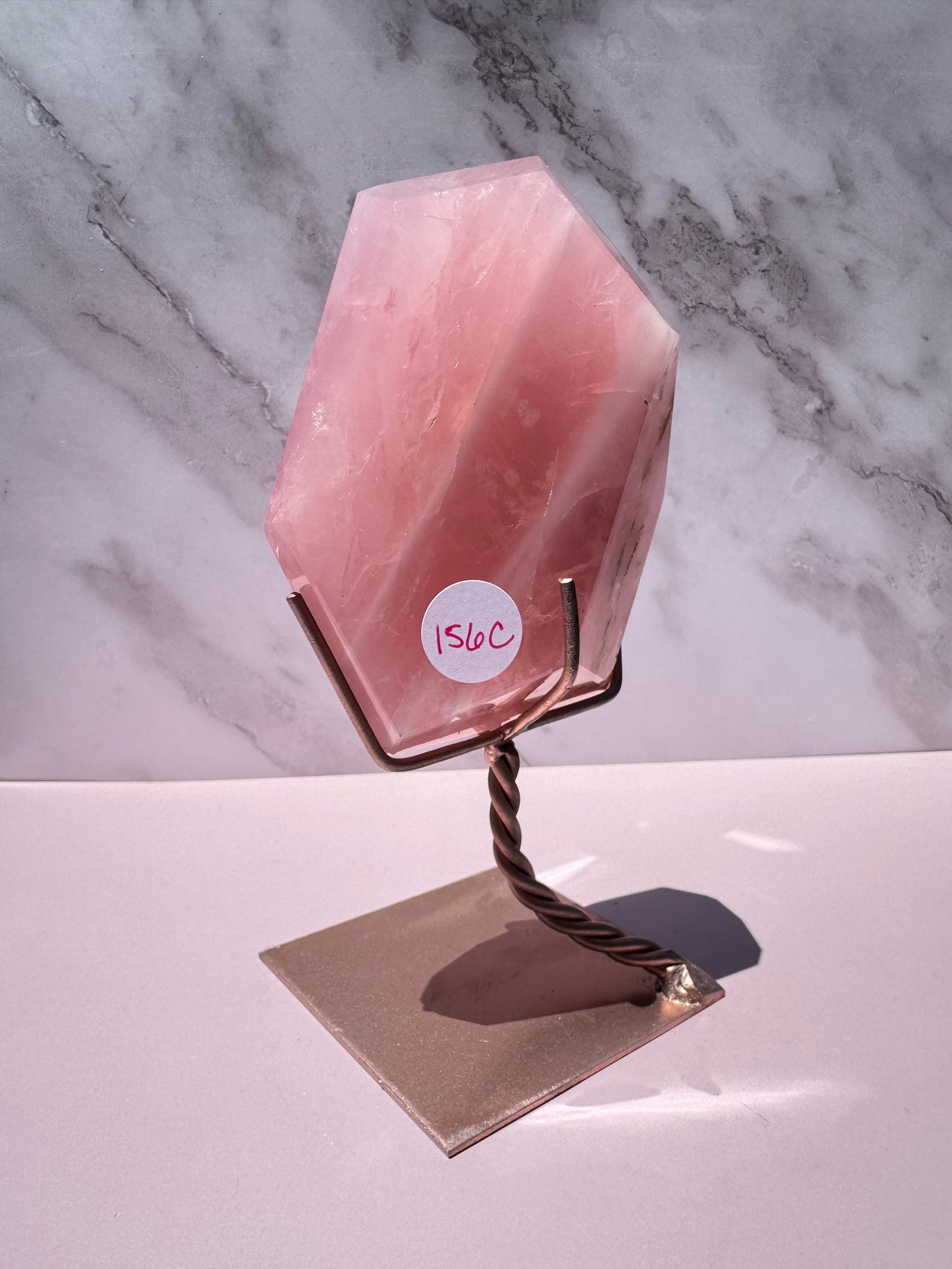 Rose Quartz Polished Freeform on Stand, from Brazil - Item C