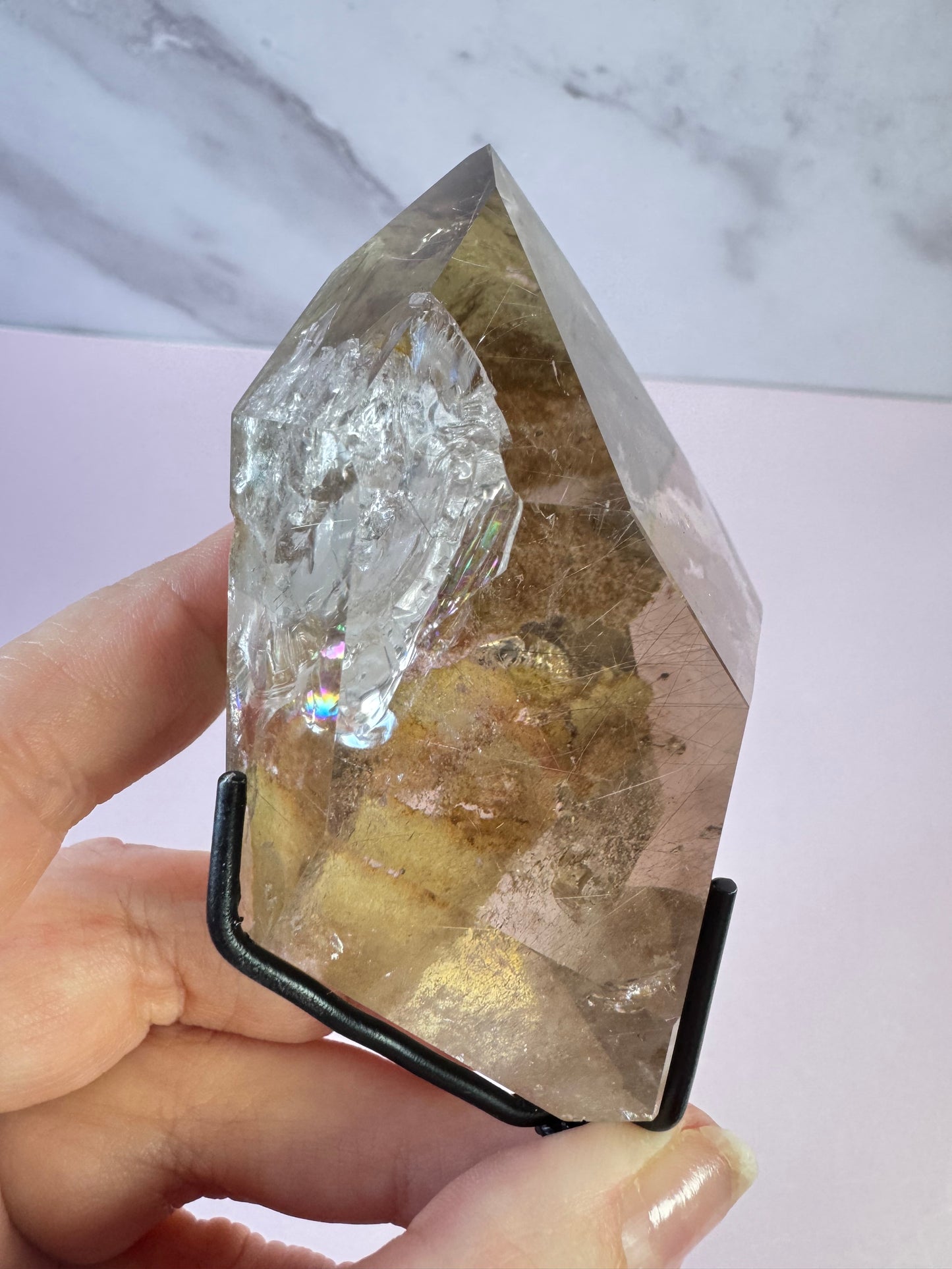 Garden Quartz Freeform with Rutile from Brazil