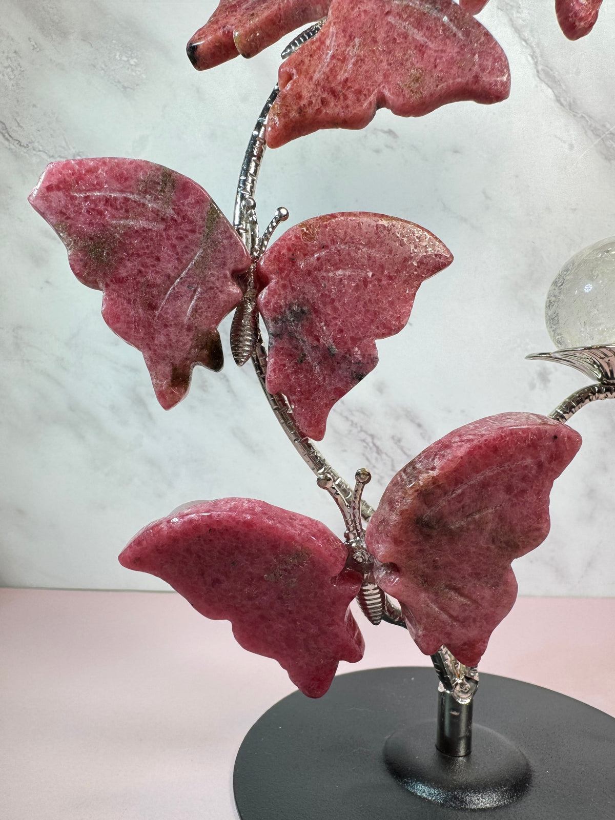 Rhodonite Butterfly Sphere Stand