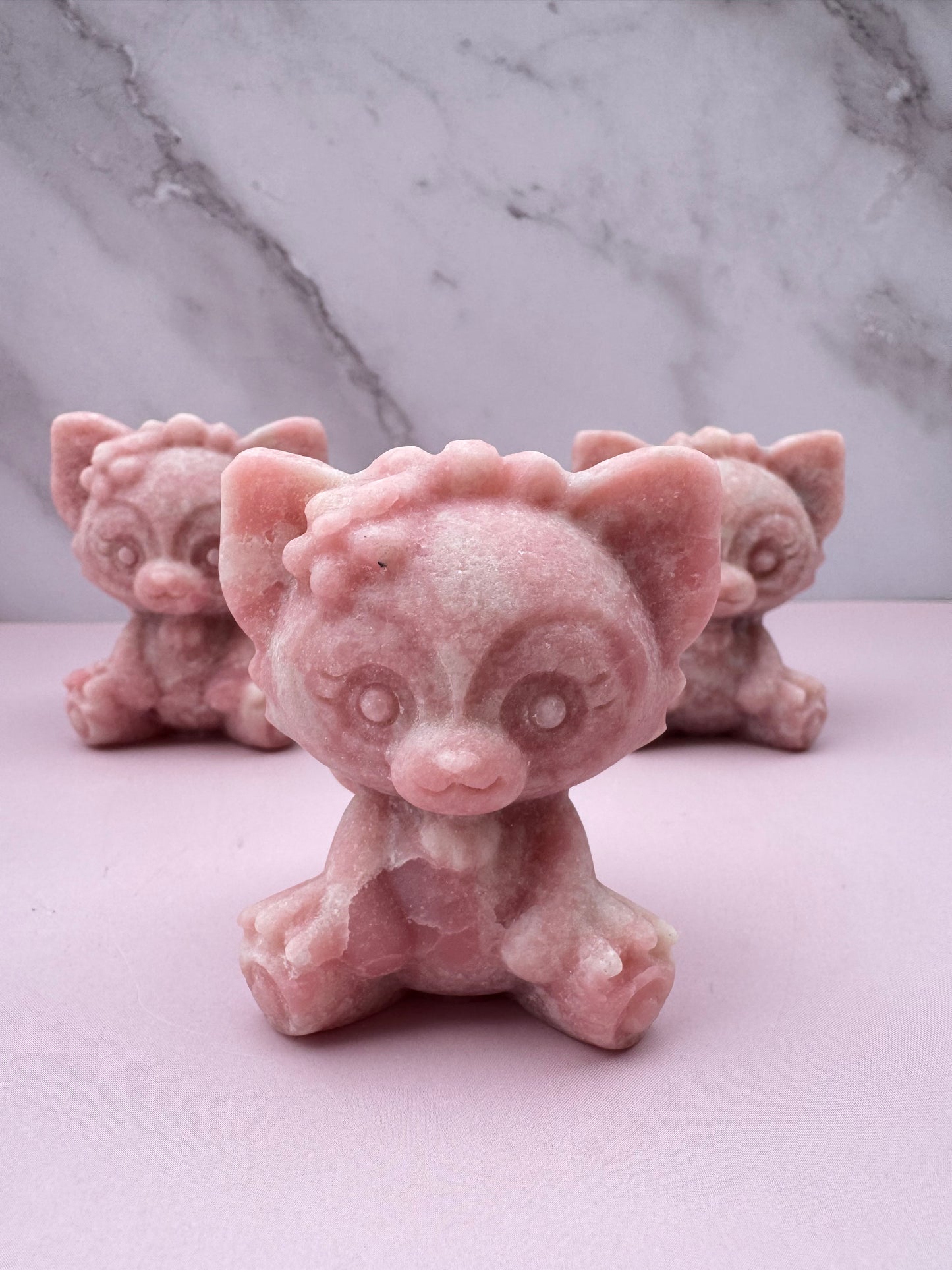 Pink Opal Fox Carving