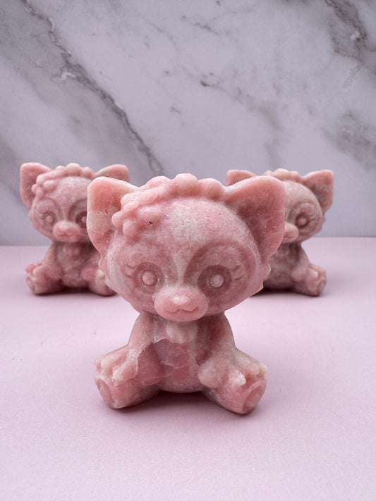 Pink Opal Fox Carving