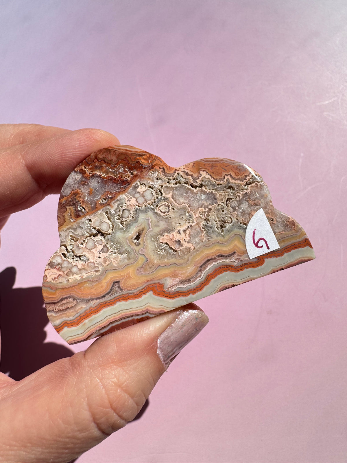 Pink Crazy Lace Agate Cloud Carving - ITEM G