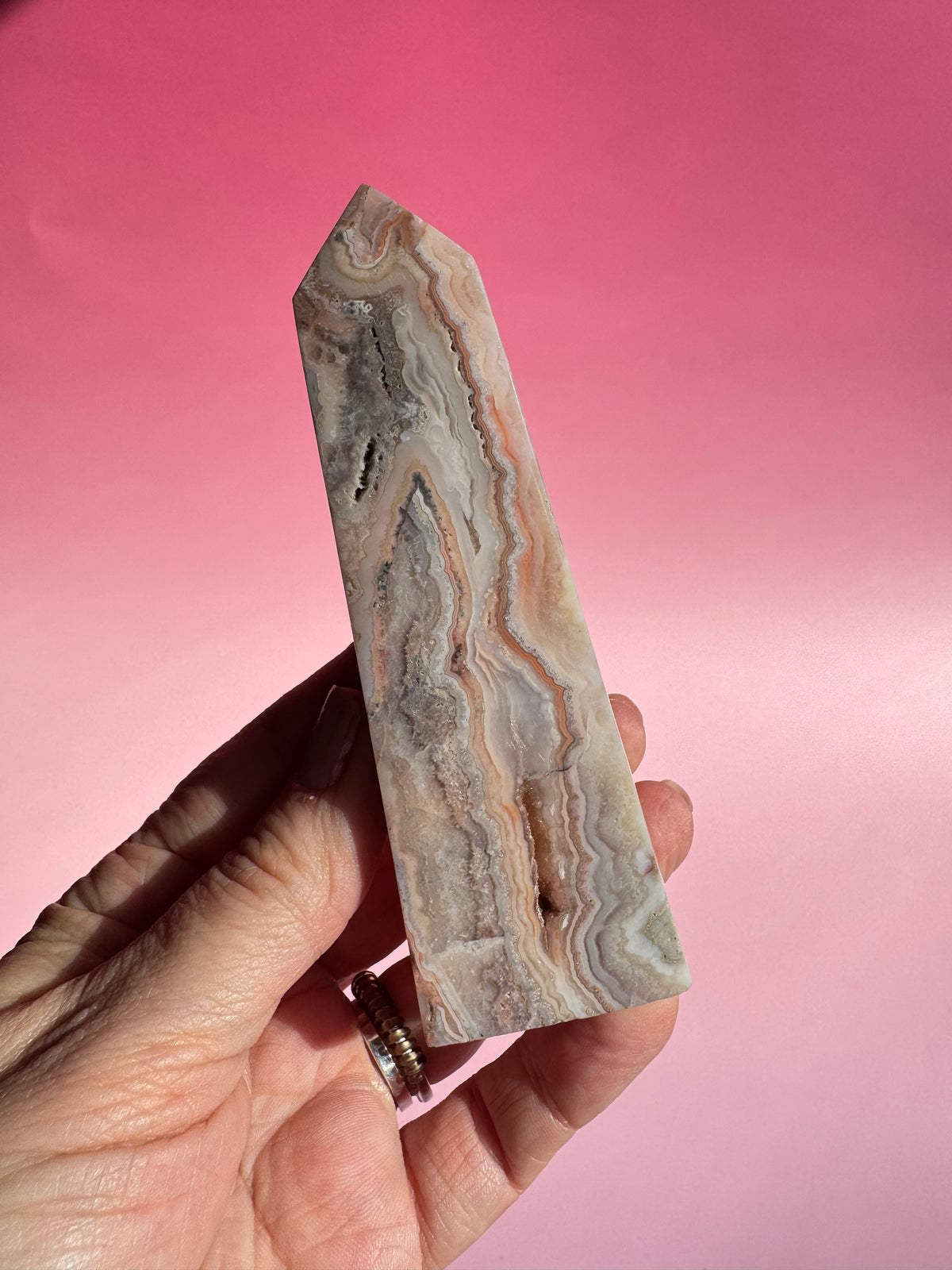 Pastel Pink Crazy Lace Agate Tower - ITEM Y