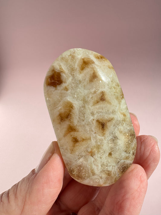 Honeycomb Citrine (Treated) Palm Stone - Item H