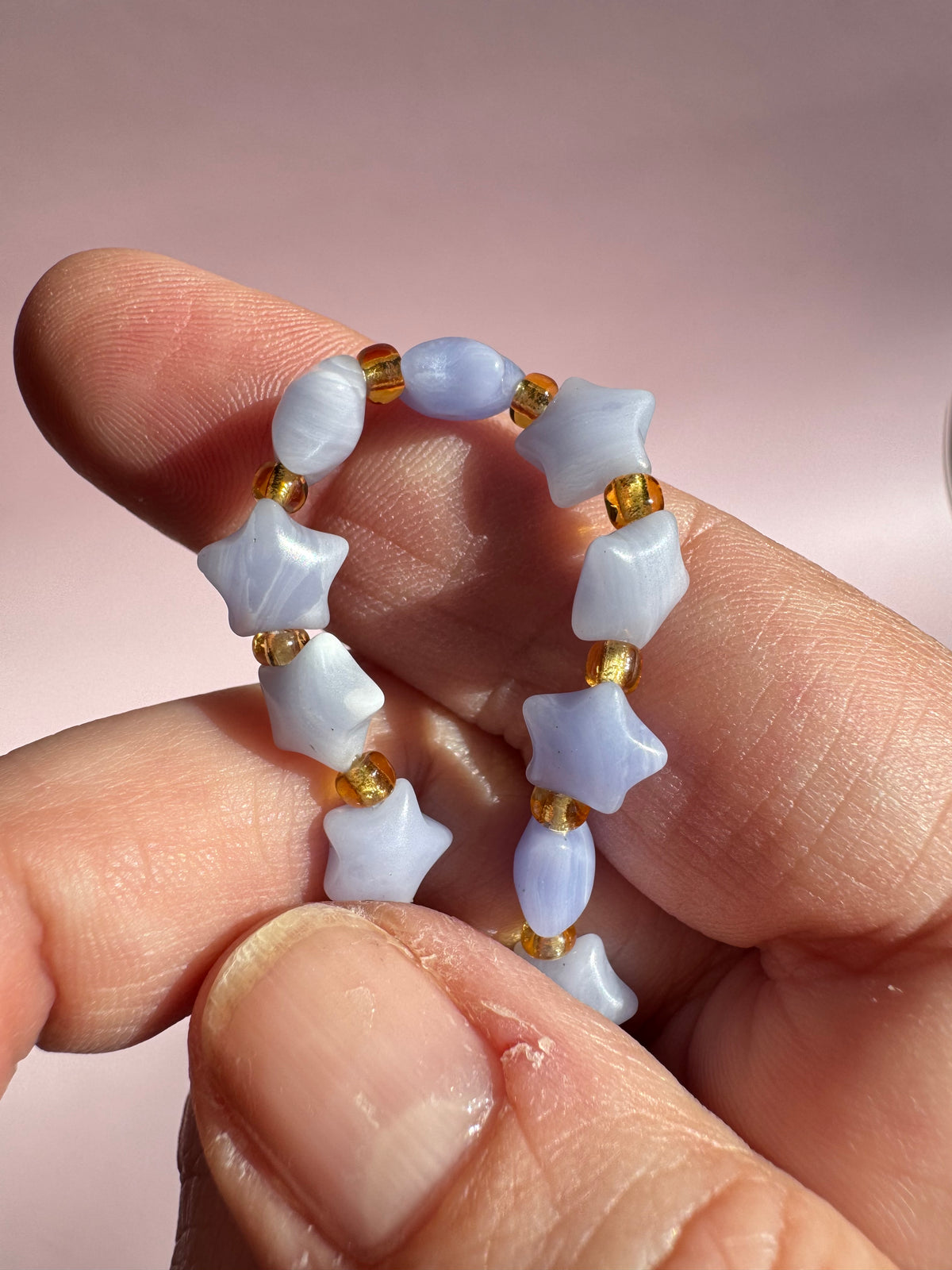 Blue Lace Agate Star Bracelet (6.75")