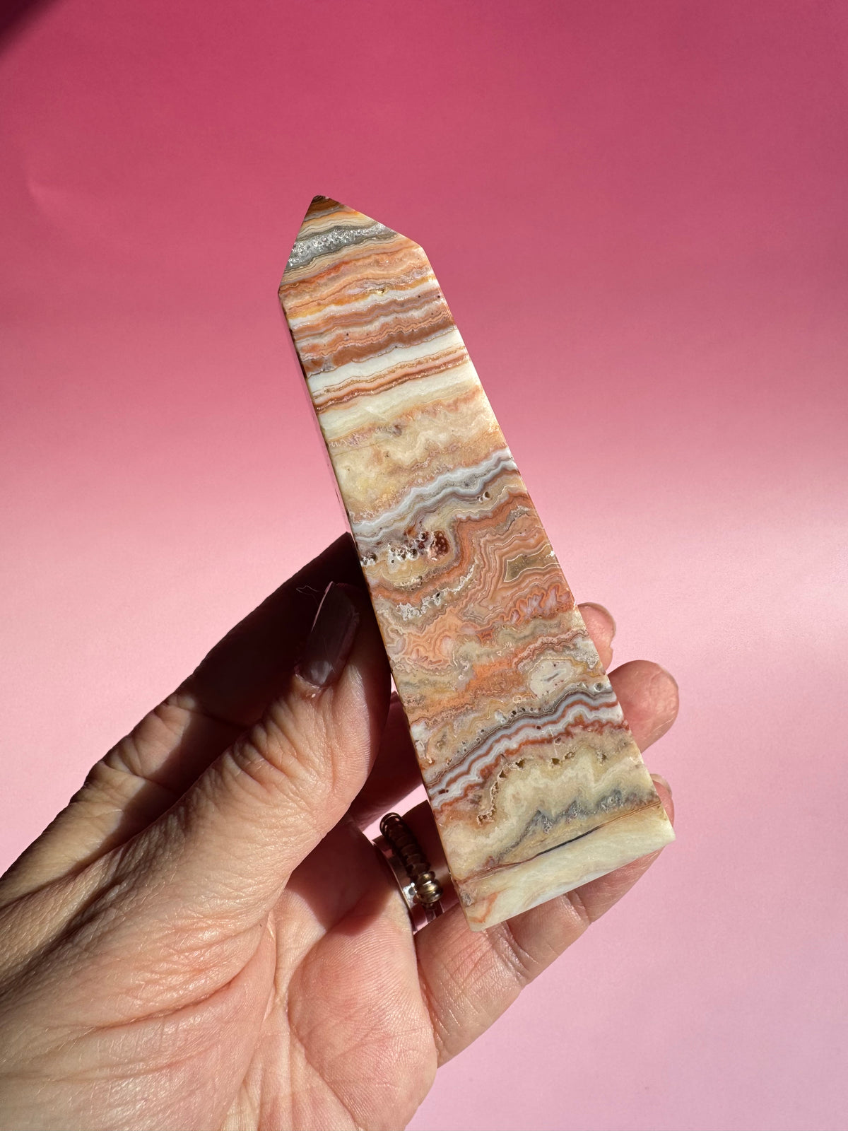 Pink Crazy Lace Agate Tower - ITEM S