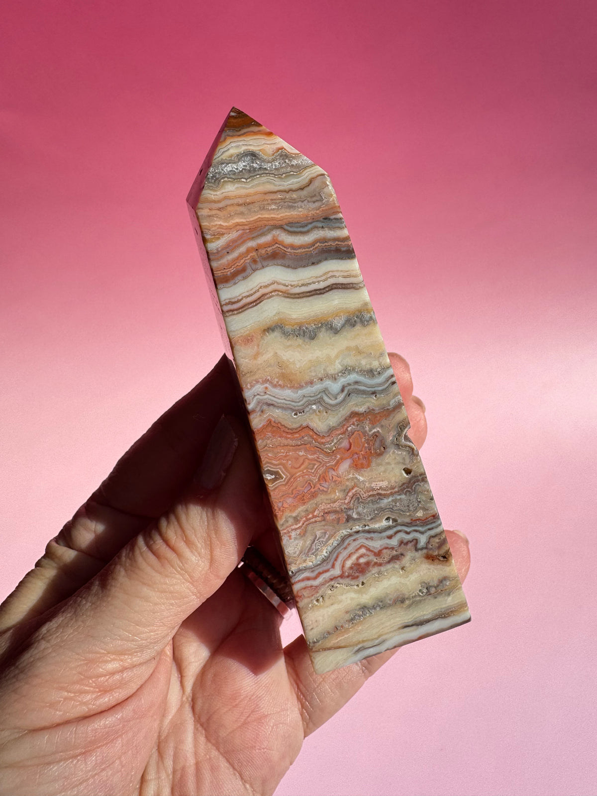 Pink Crazy Lace Agate Tower - ITEM S