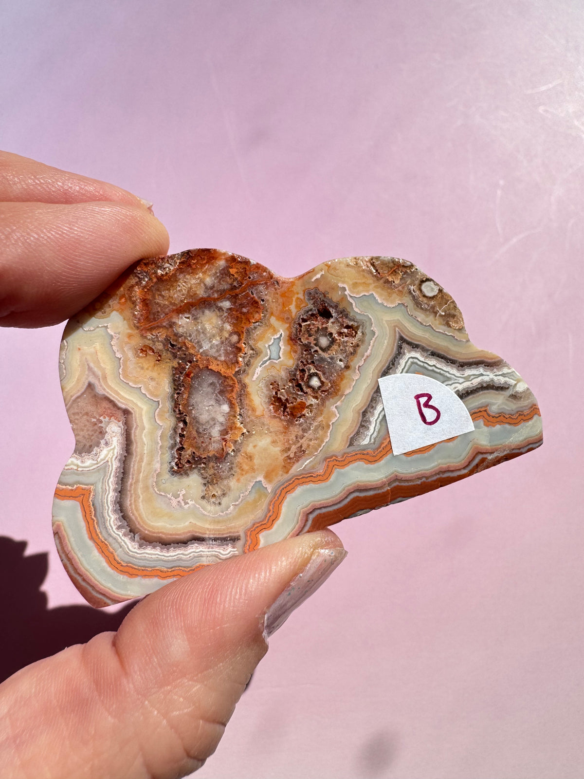 Pink Crazy Lace Agate Cloud Carving - ITEM B