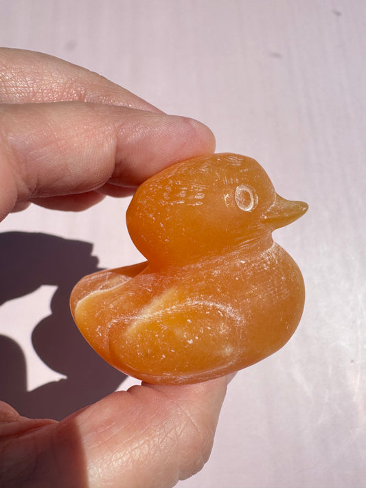 Orange Calcite Duck Carving - Item I