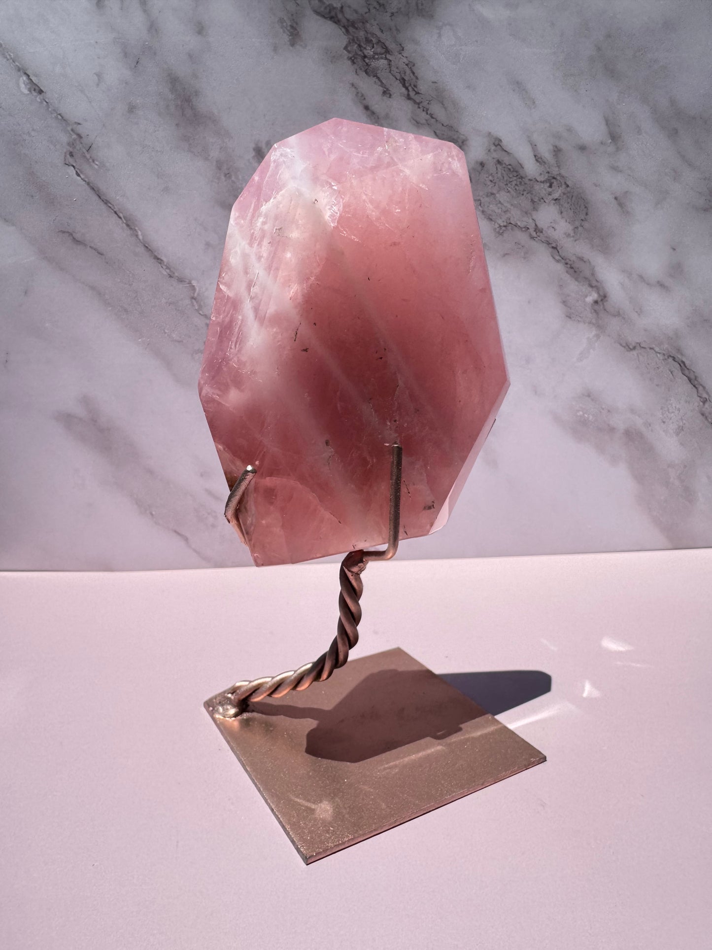 Rose Quartz Polished Freeform on Stand, from Brazil - Item C