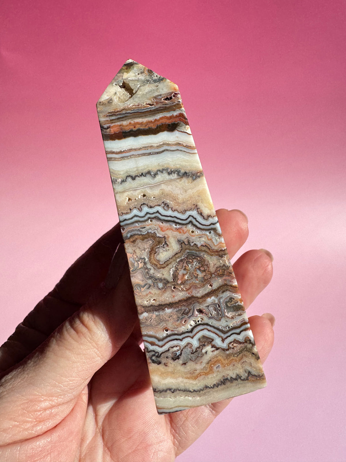 Pink Crazy Lace Agate Tower - ITEM R