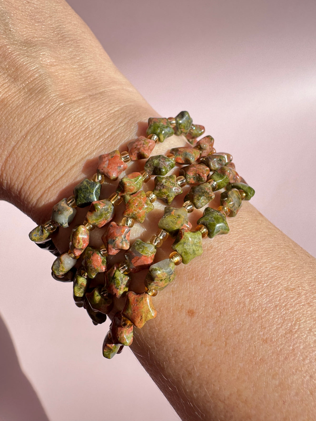 Unakite Star Bracelet (6.75")
