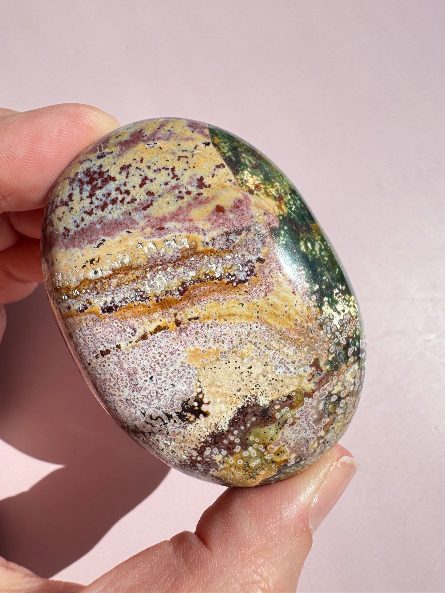 Unicorn Jasper Palm Stone - from India (Item K)