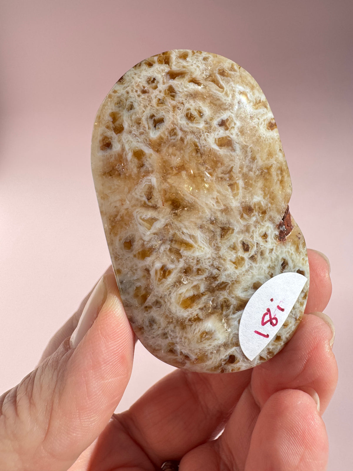 Honeycomb Citrine (Treated) Palm Stone - Item I