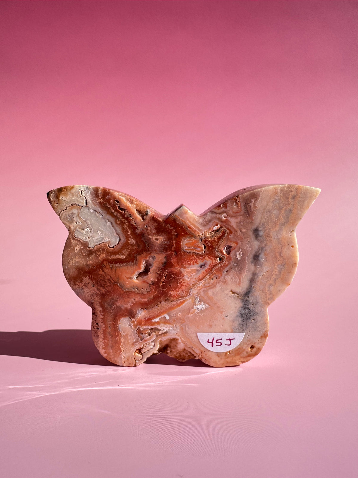 Pink Crazy Lace Agate Butterfly - ITEM J