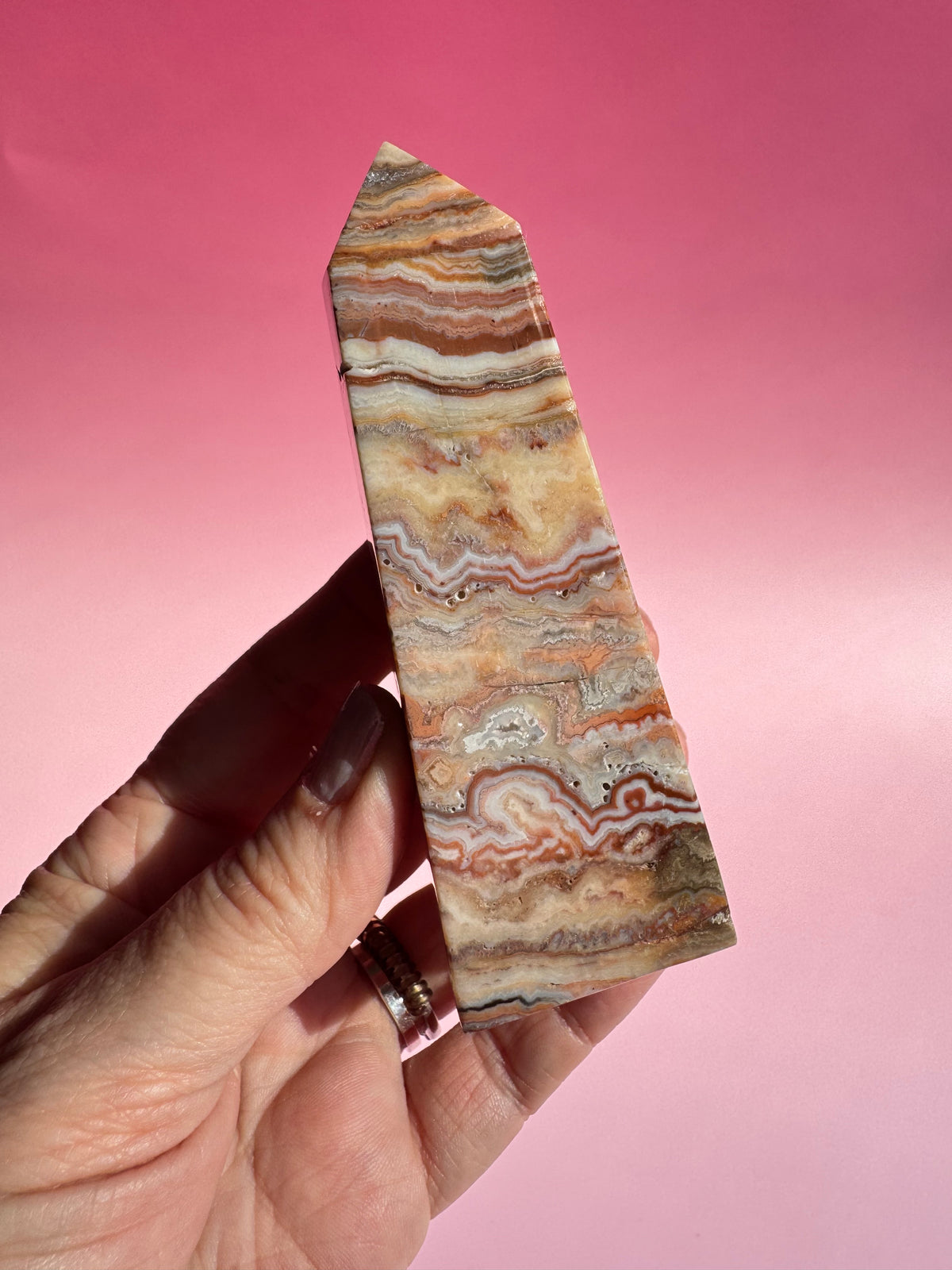 Pink Crazy Lace Agate Tower - ITEM U