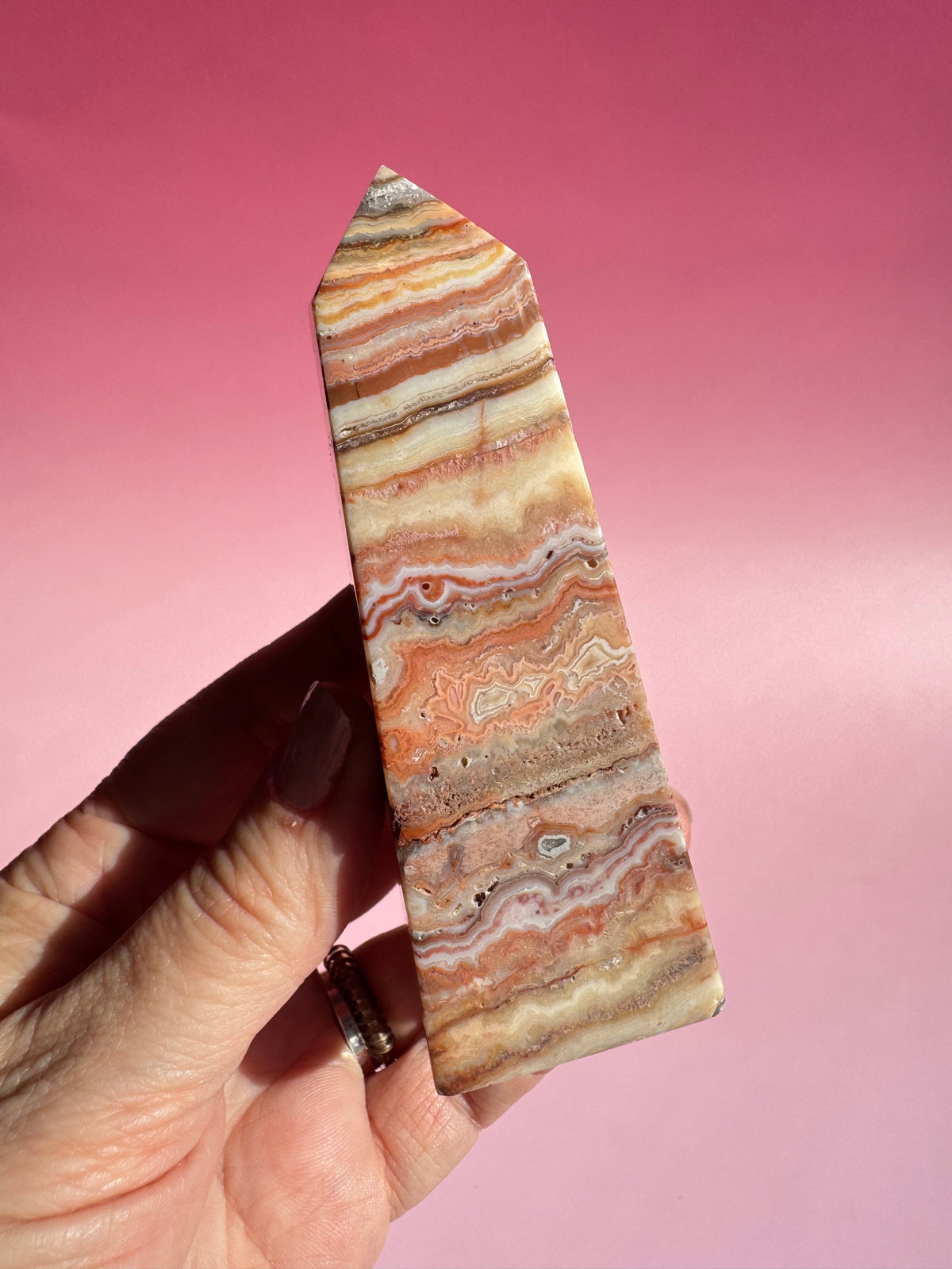 Pink Crazy Lace Agate Tower - ITEM U