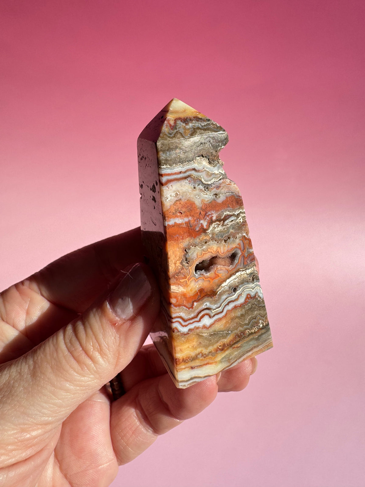 Pink Crazy Lace Agate Tower - ITEM P