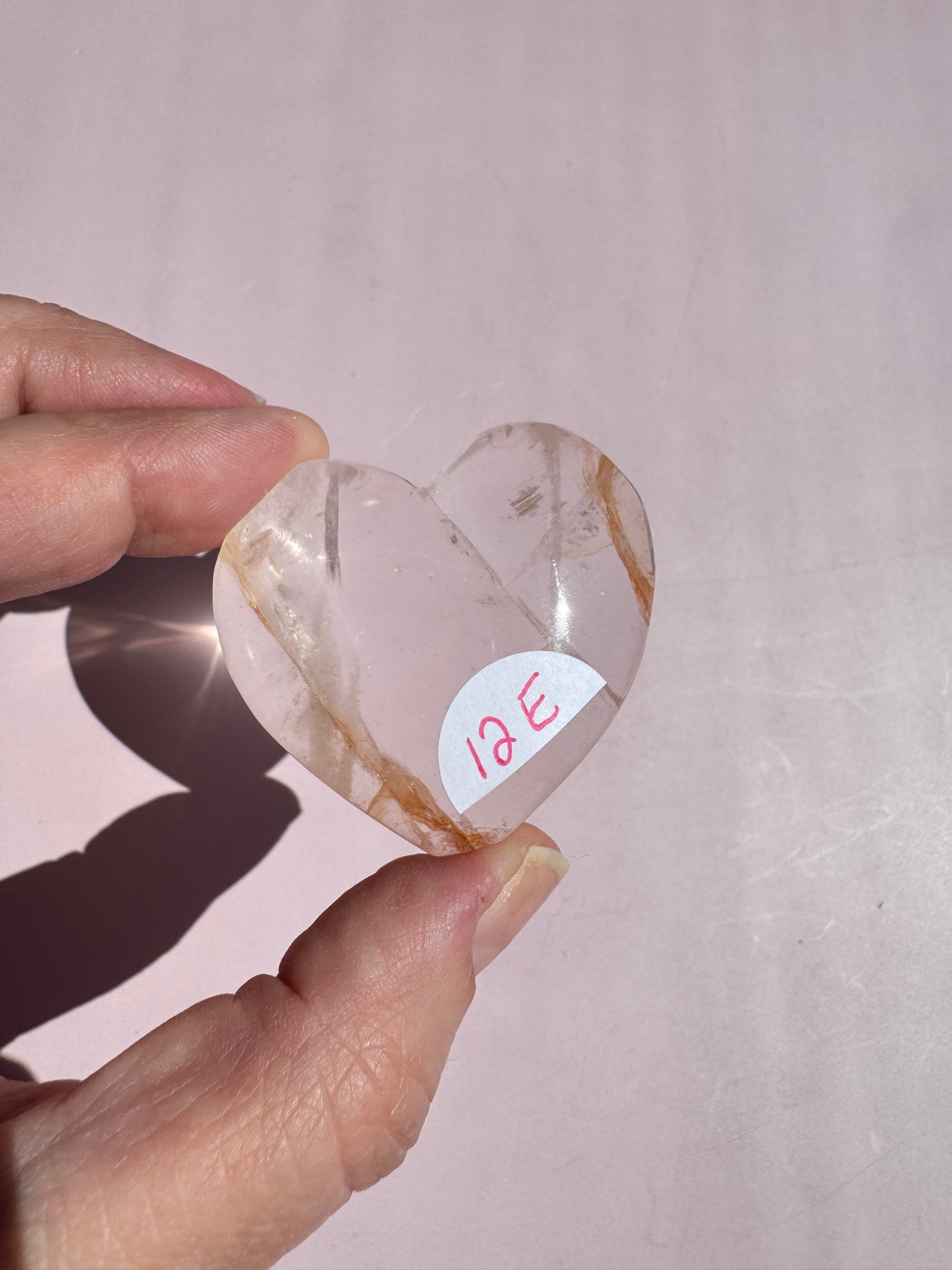 Golden Hematoid Quartz Heart Carving - Item E