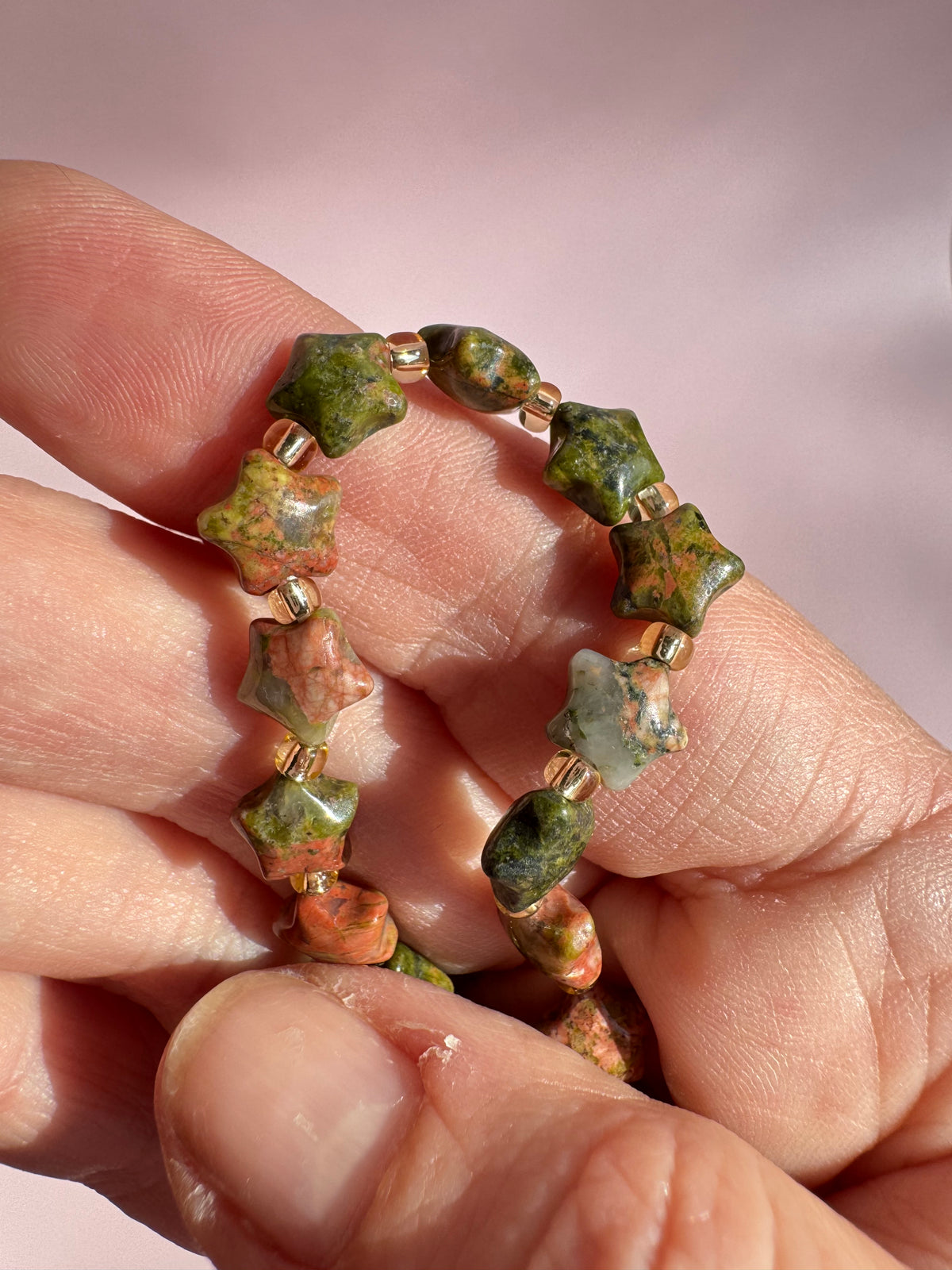 Unakite Star Bracelet (6.75")
