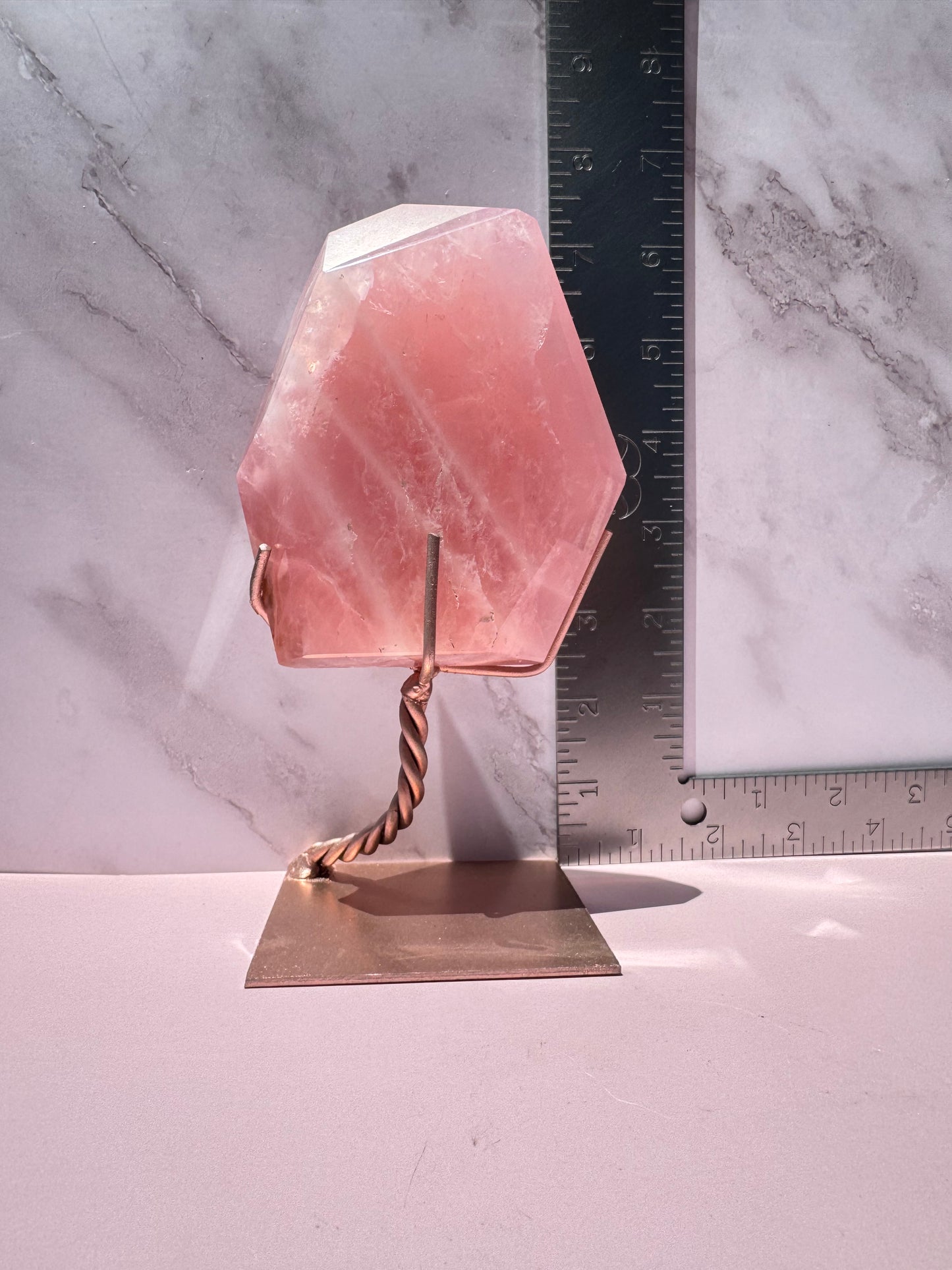 Rose Quartz Polished Freeform on Stand, from Brazil - Item C