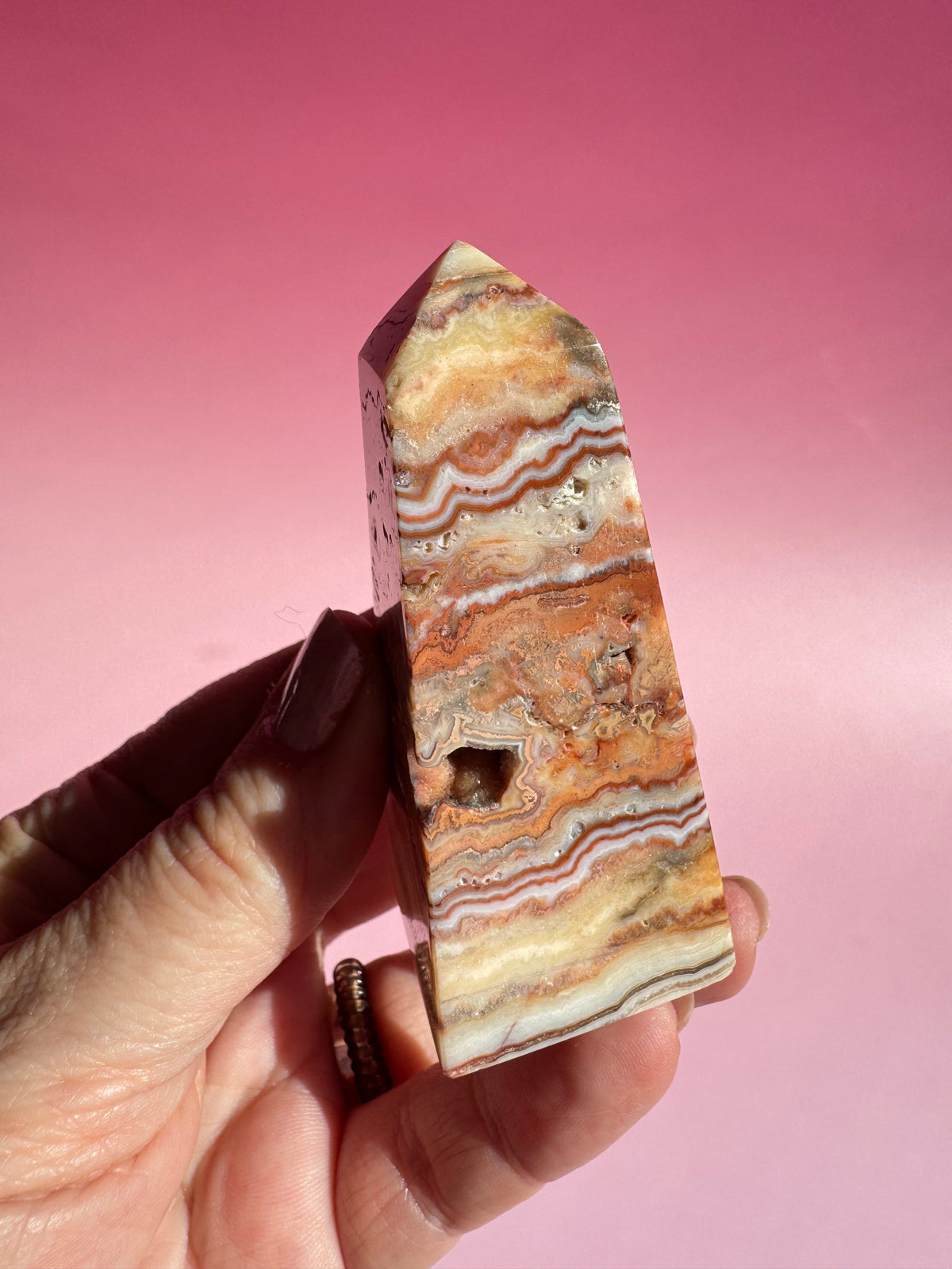Pink Crazy Lace Agate Tower - ITEM P