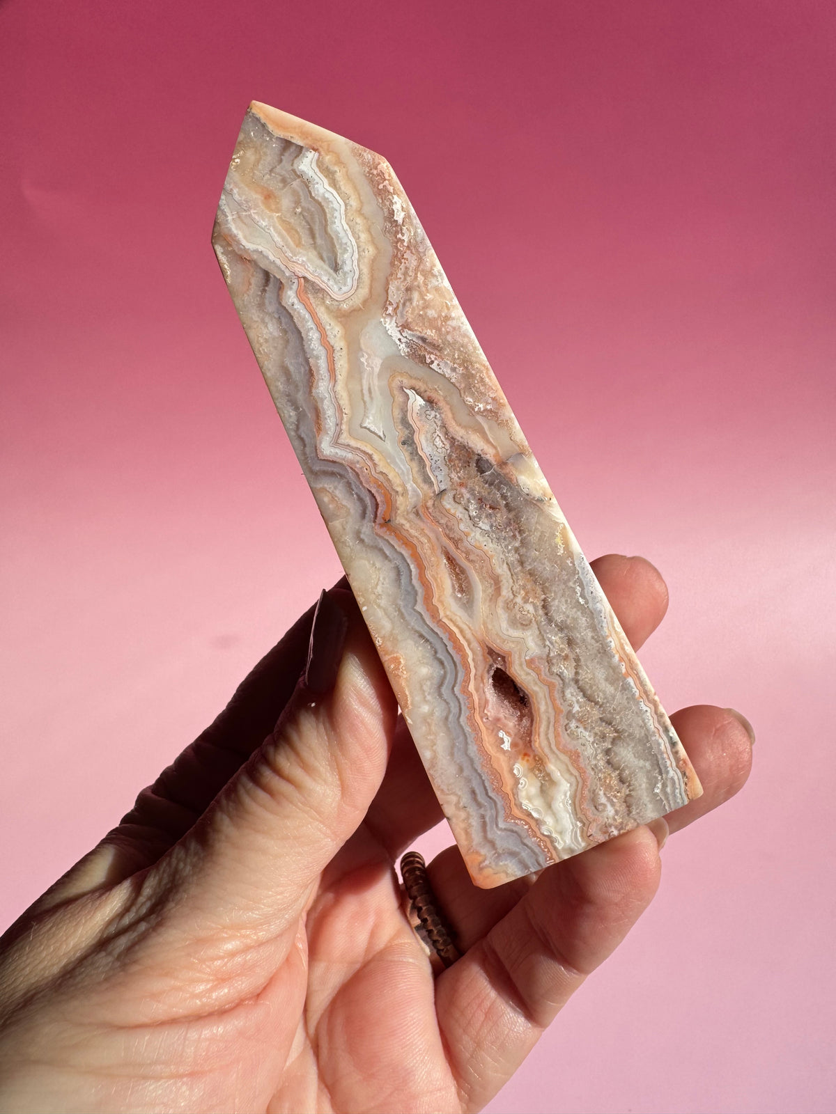 Pastel Pink Crazy Lace Agate Tower - ITEM Y
