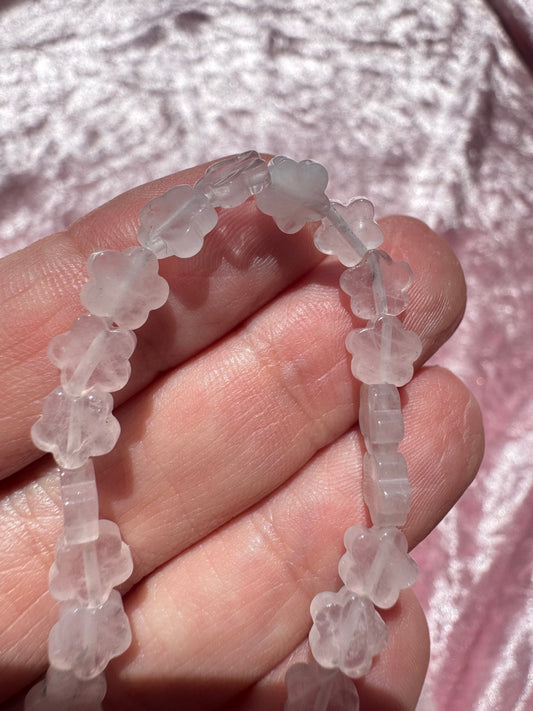 Rose Quartz Flower Bracelet (7")