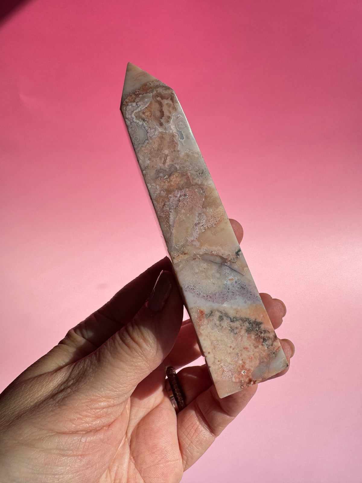 Pastel Pink Crazy Lace Agate Tower - ITEM Y