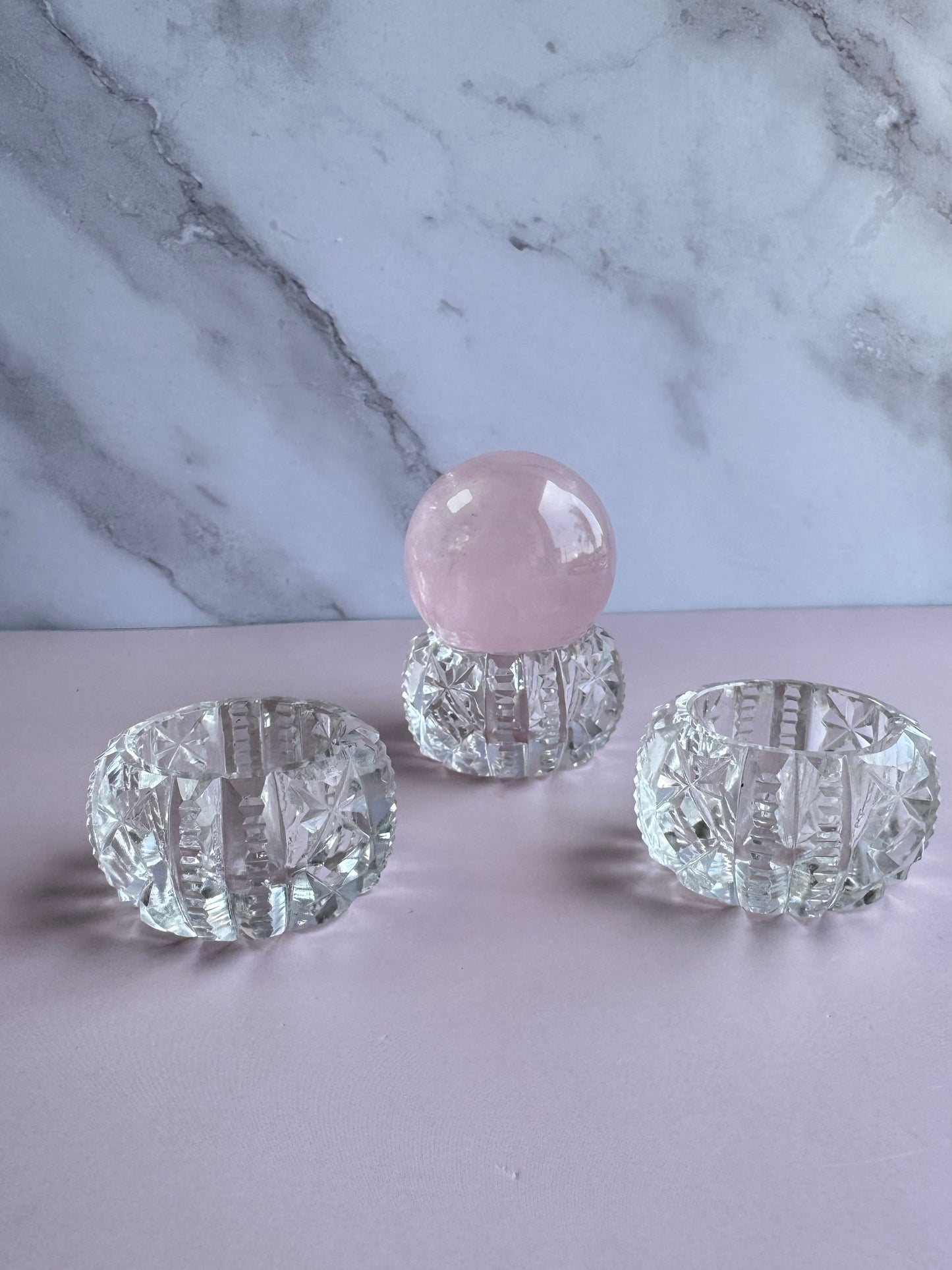 Cut Crystal Rounded Salt Cellars - Sphere Stands