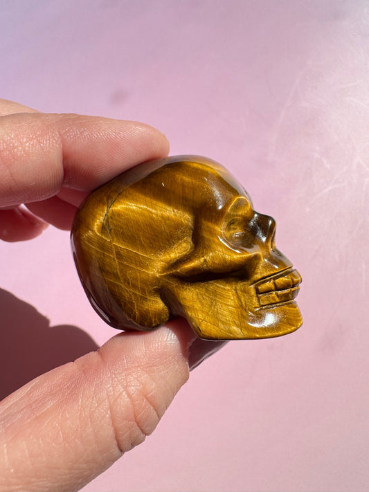 Tiger's Eye Skull Carving