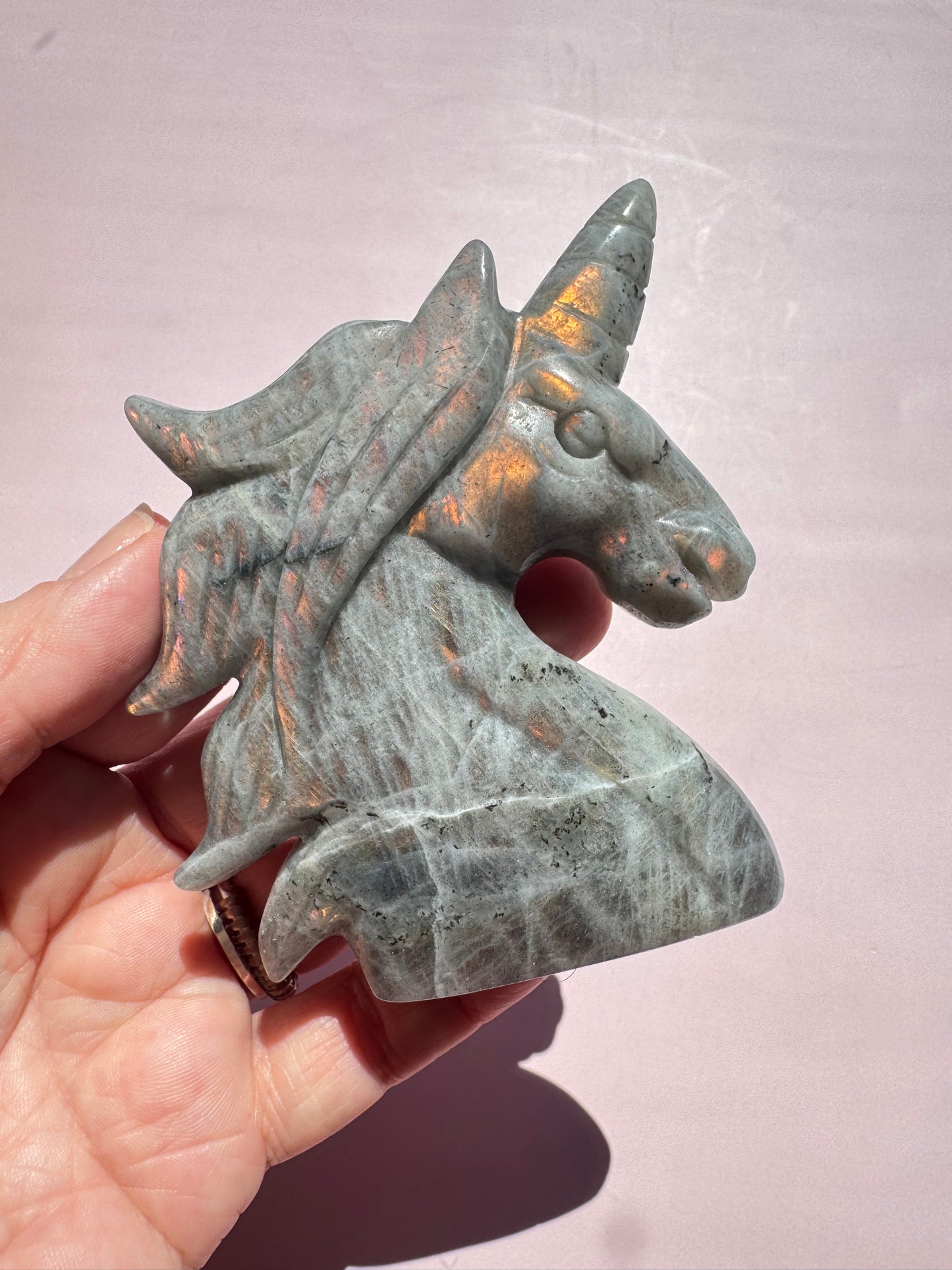 Labradorite Unicorn Carving - Item A