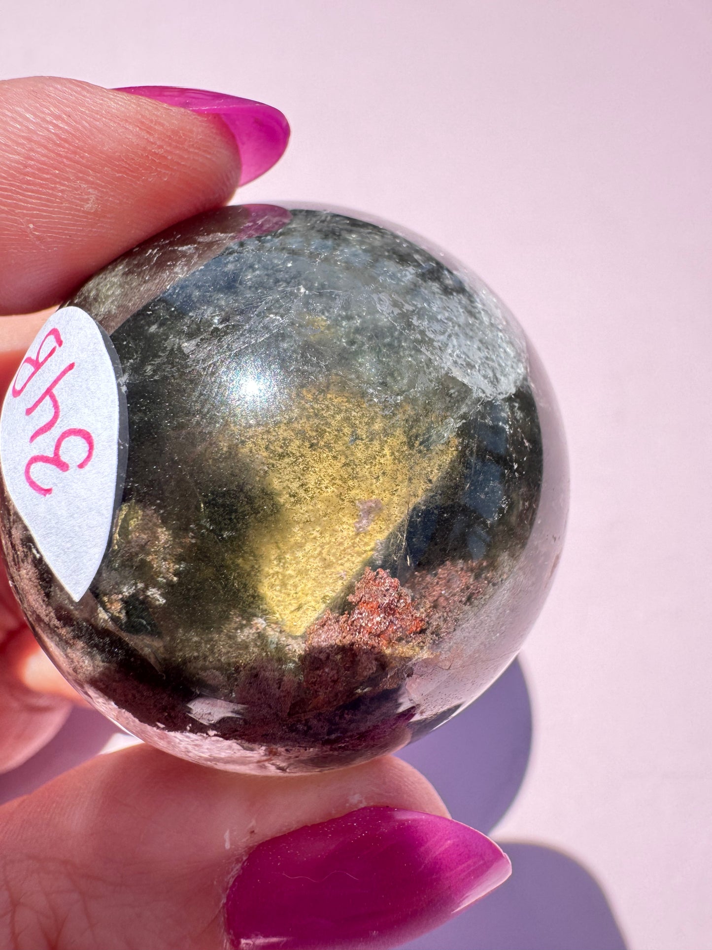 Garden Quartz Sphere with Mineralized Growth Plane - Item B