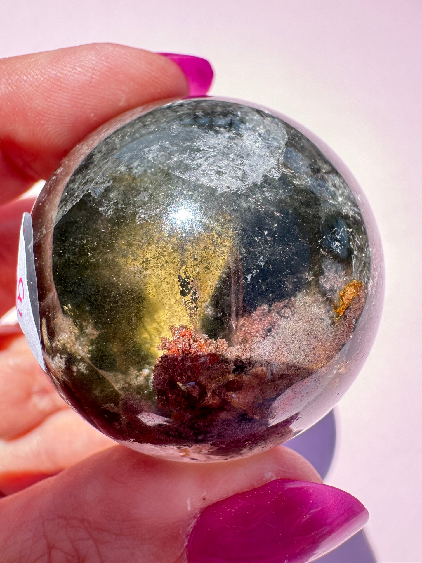 Garden Quartz Sphere with Mineralized Growth Plane - Item B