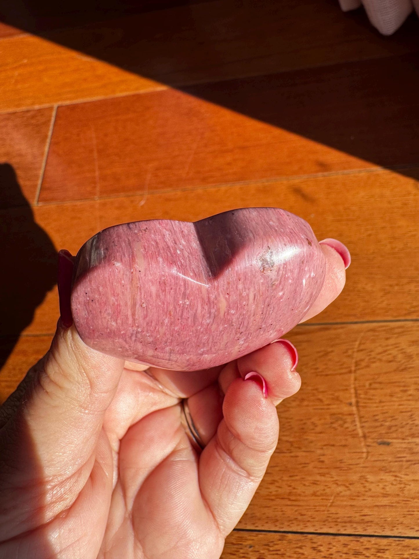 Pink Petrified Wood Puffy Heart