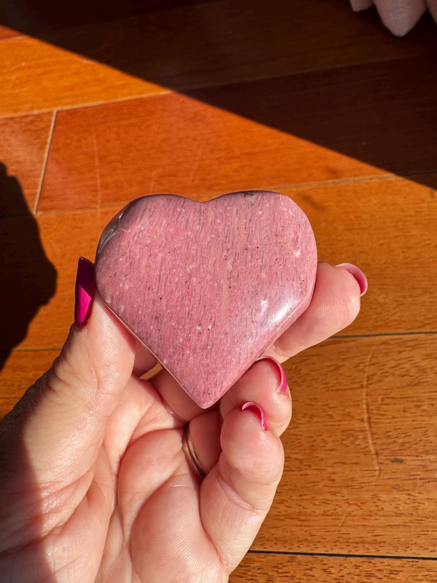 Pink Petrified Wood Puffy Heart
