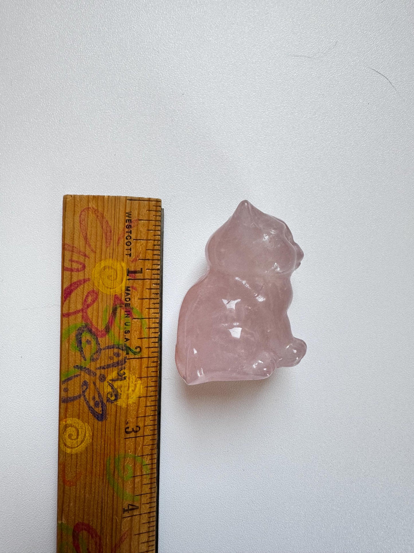 Rose Quartz Sitting Cat Carving