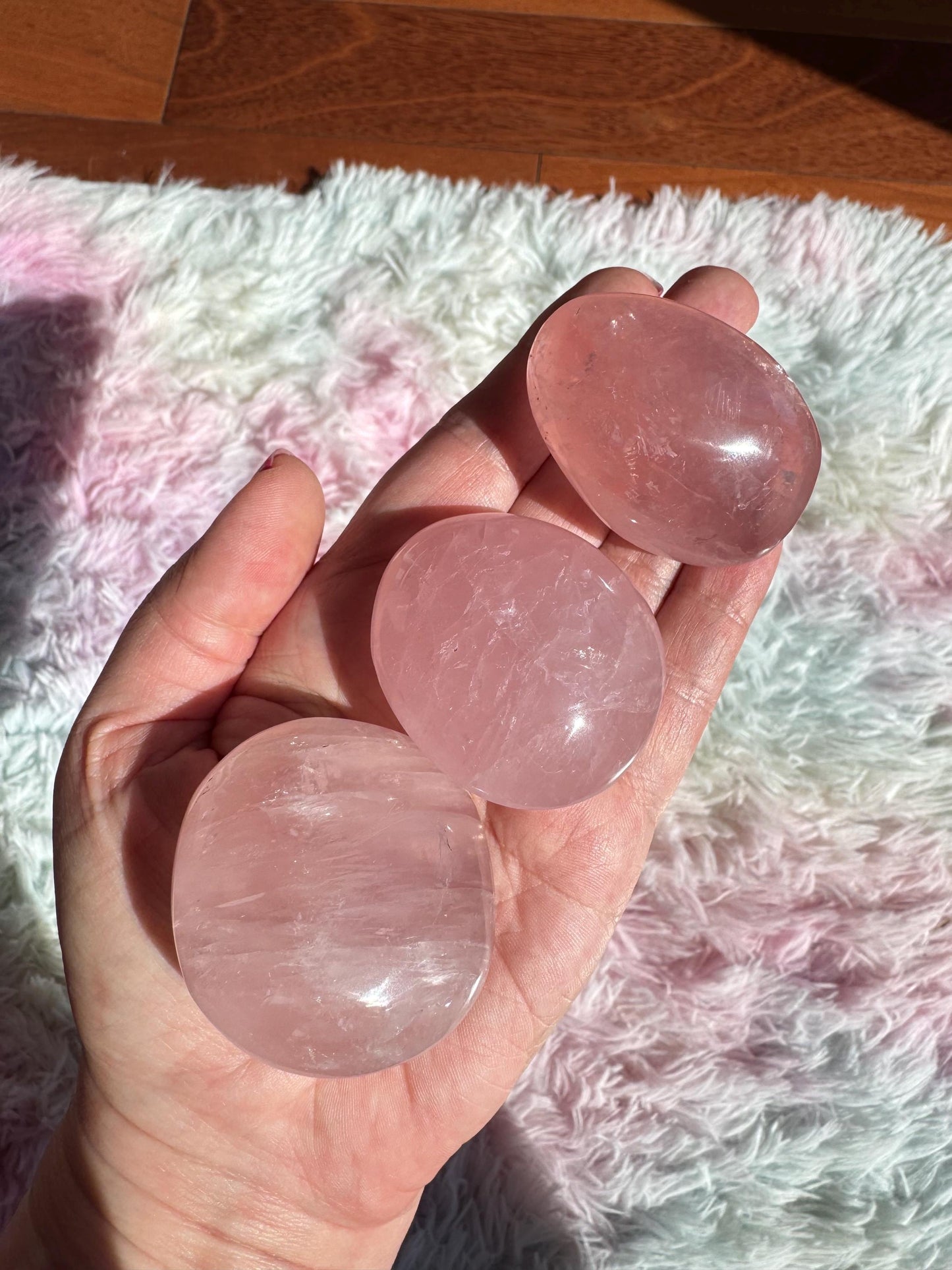 Rose Quartz Mini Palm Stones (2")