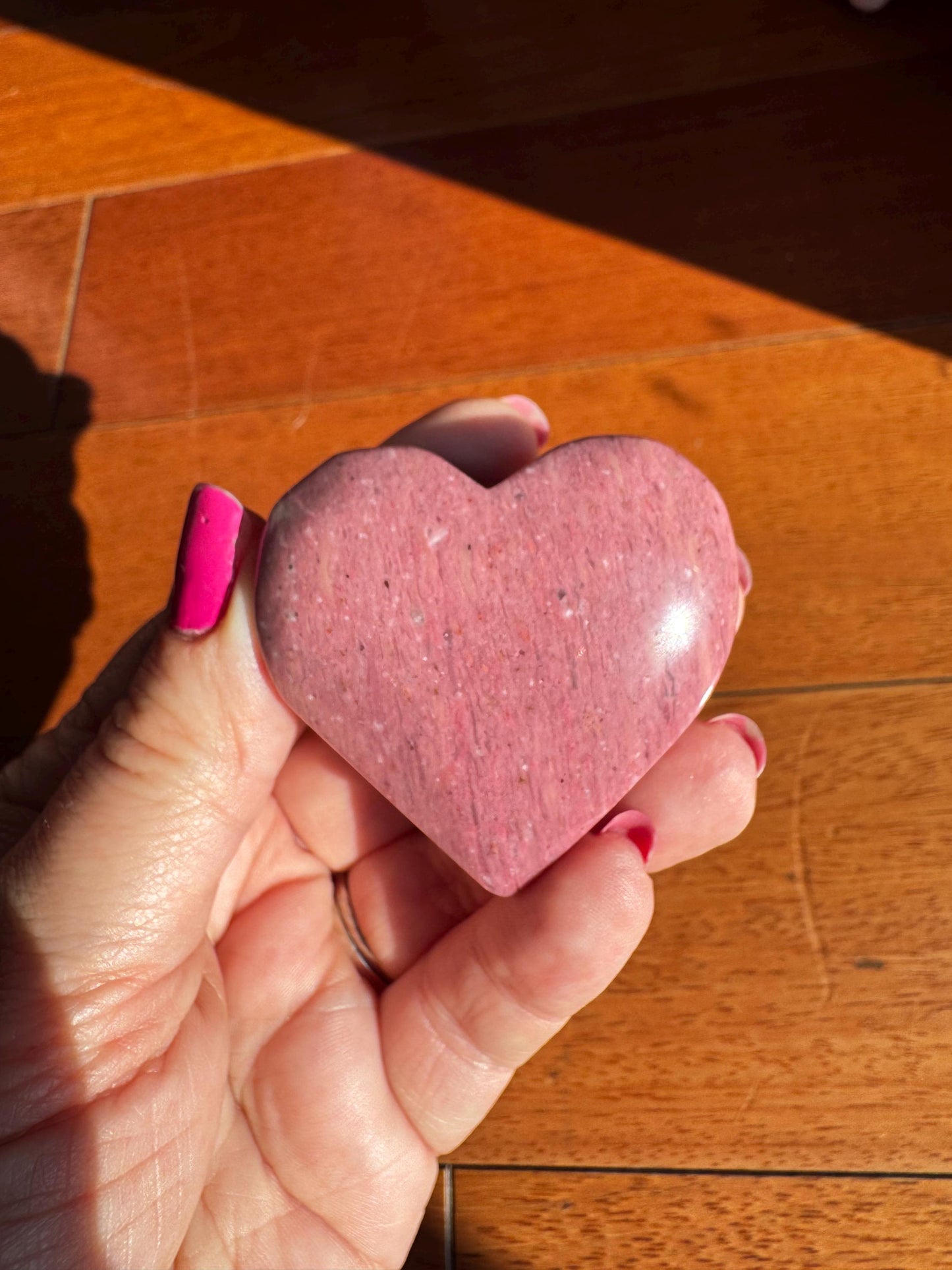 Pink Petrified Wood Puffy Heart
