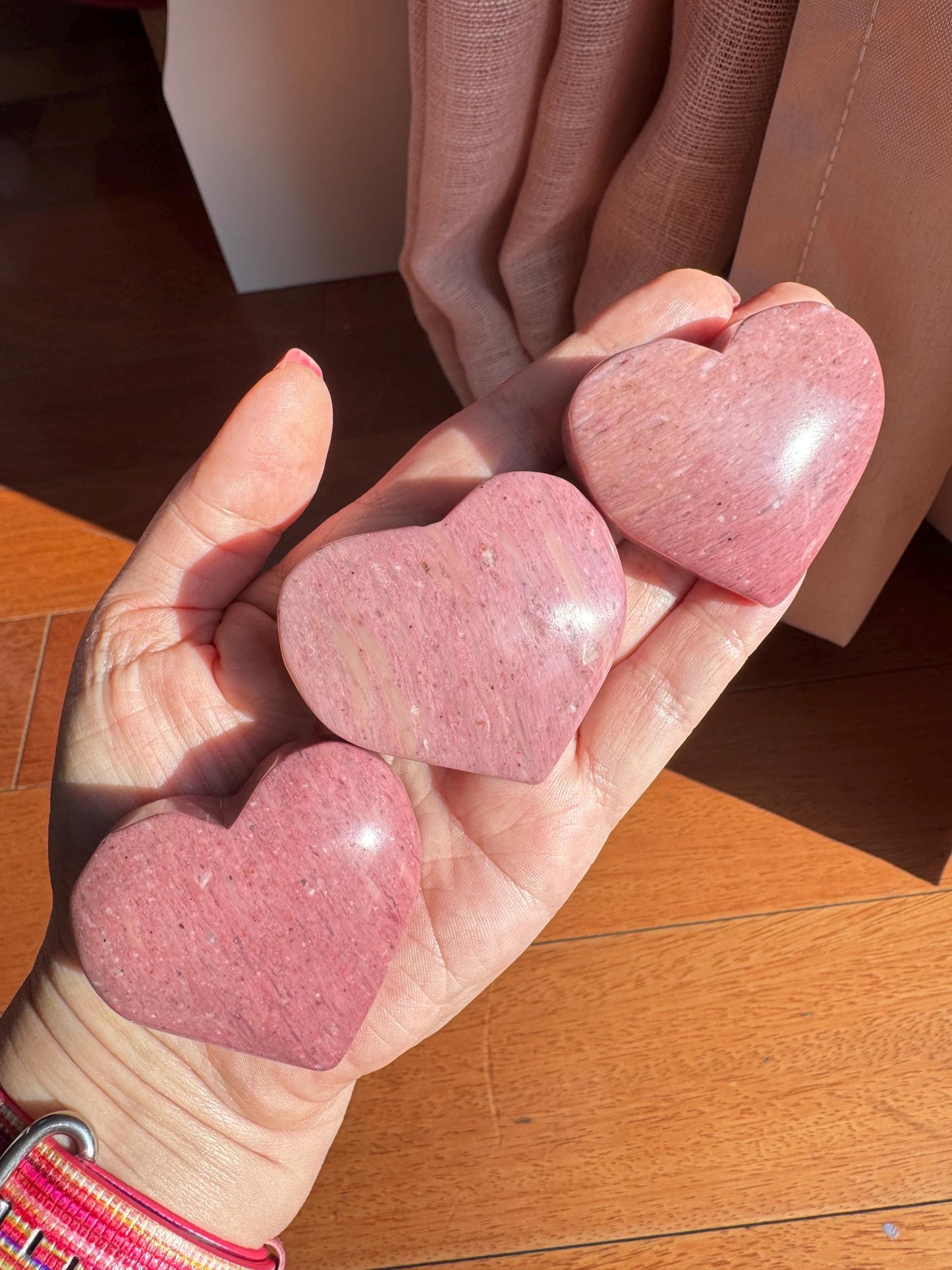 Pink Petrified Wood Puffy Heart