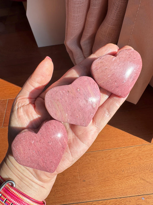 Pink Petrified Wood Puffy Heart