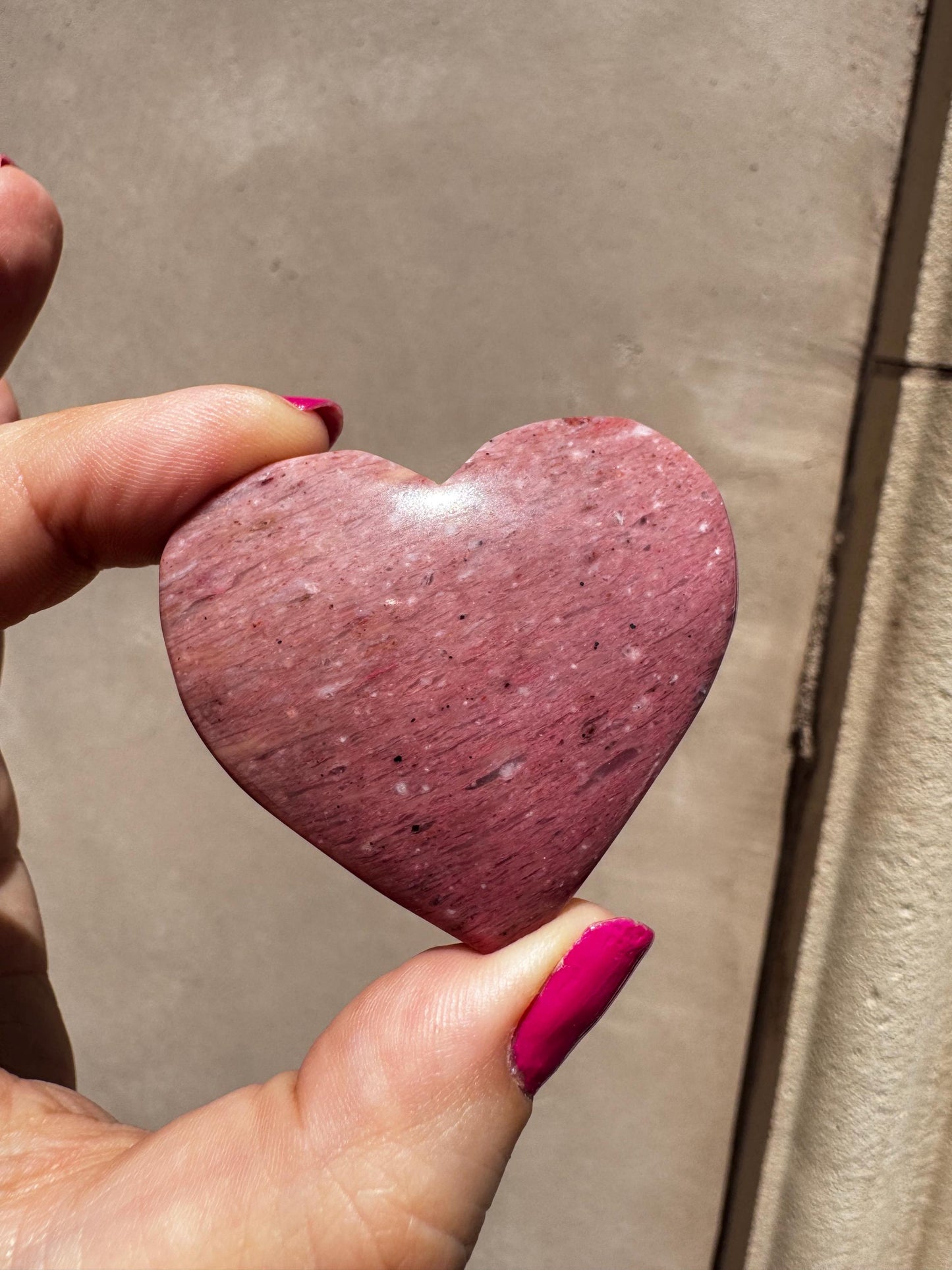 Pink Petrified Wood Puffy Heart