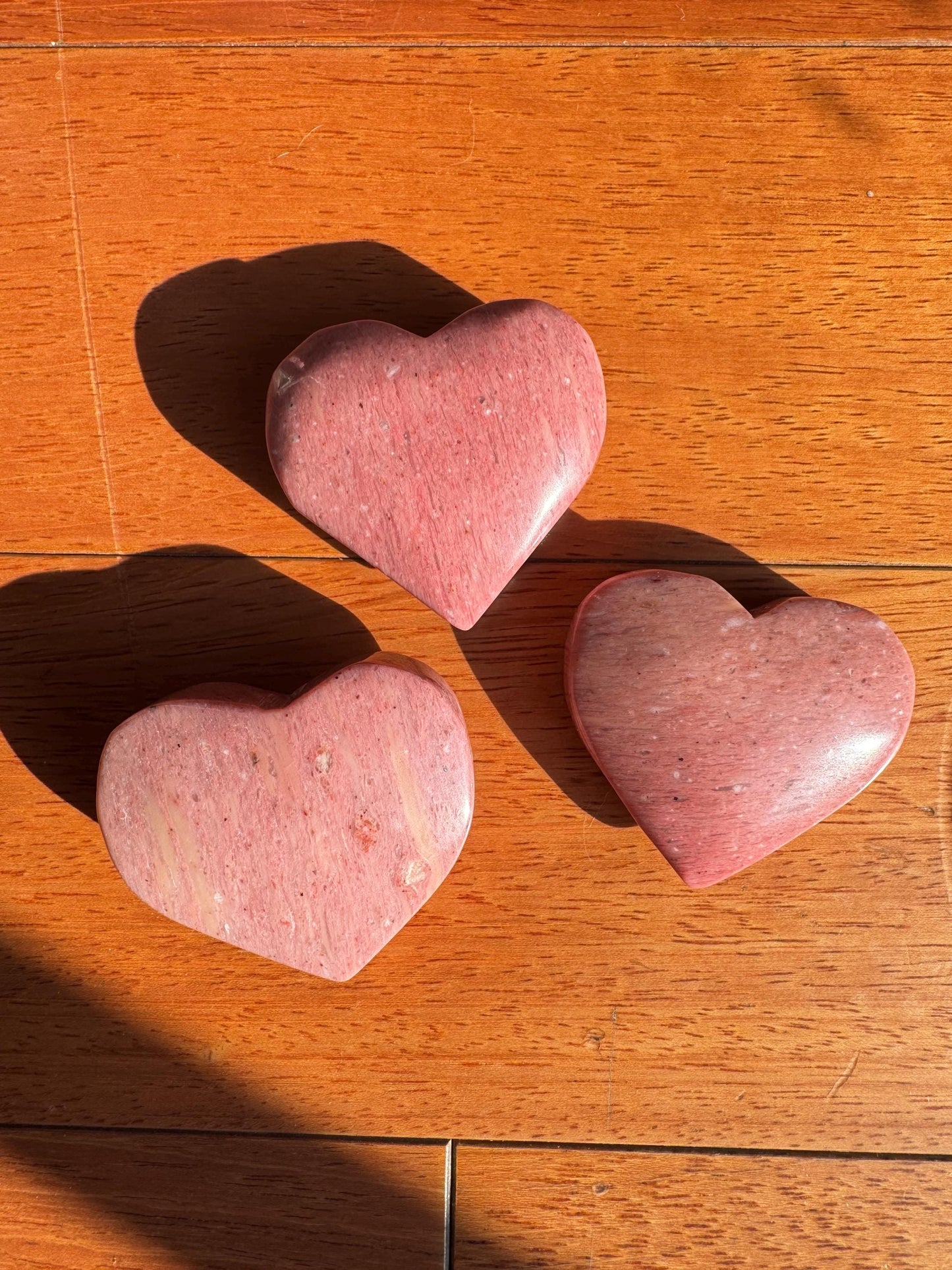 Pink Petrified Wood Puffy Heart