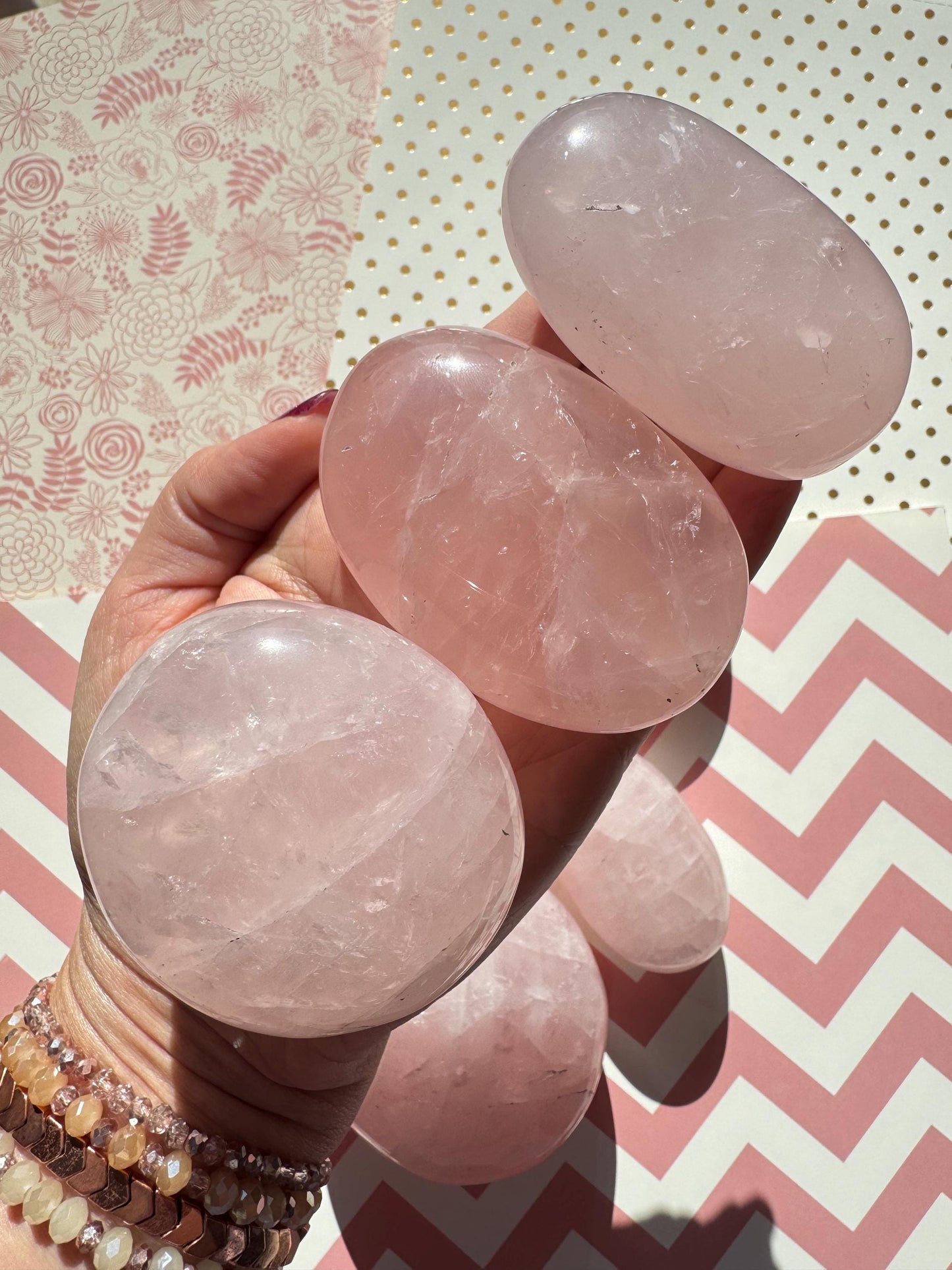 Rose Quartz Palm Stones from Brazil