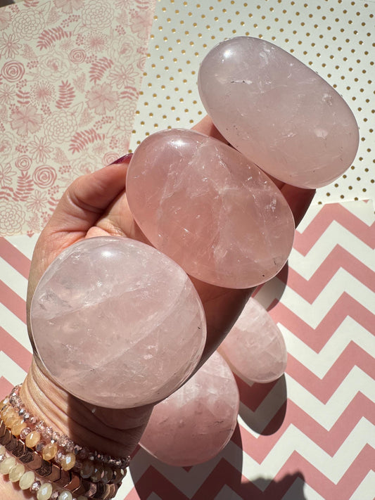Rose Quartz Palm Stone from Brazil