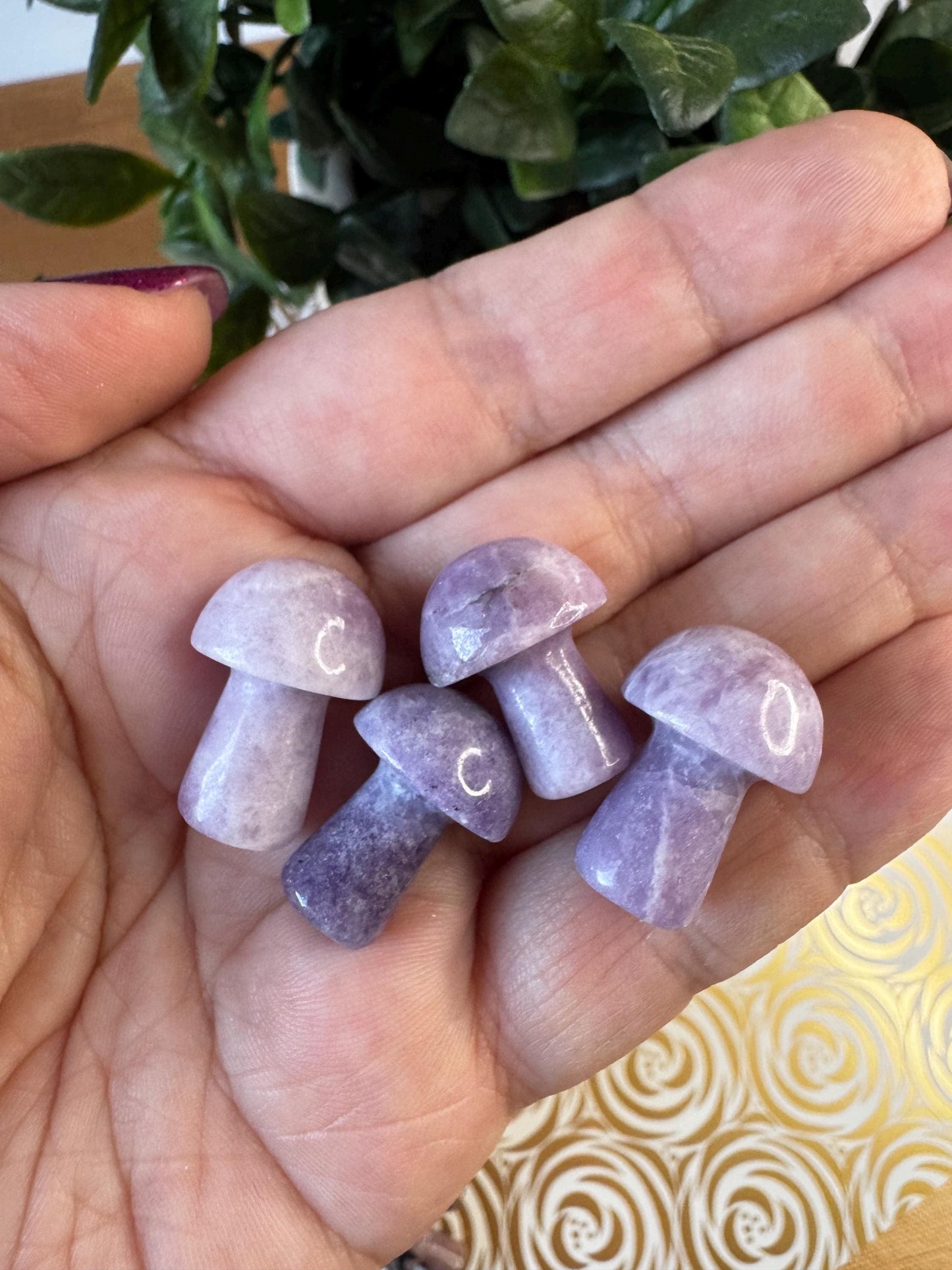 Crystal Mini Mushroom Carvings; Rose Quartz or Rhodonite